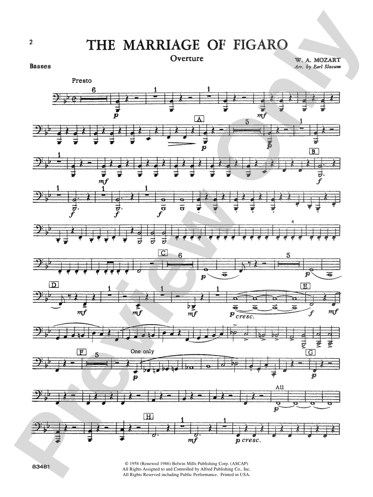 The Marriage of Figaro Overture: Tuba