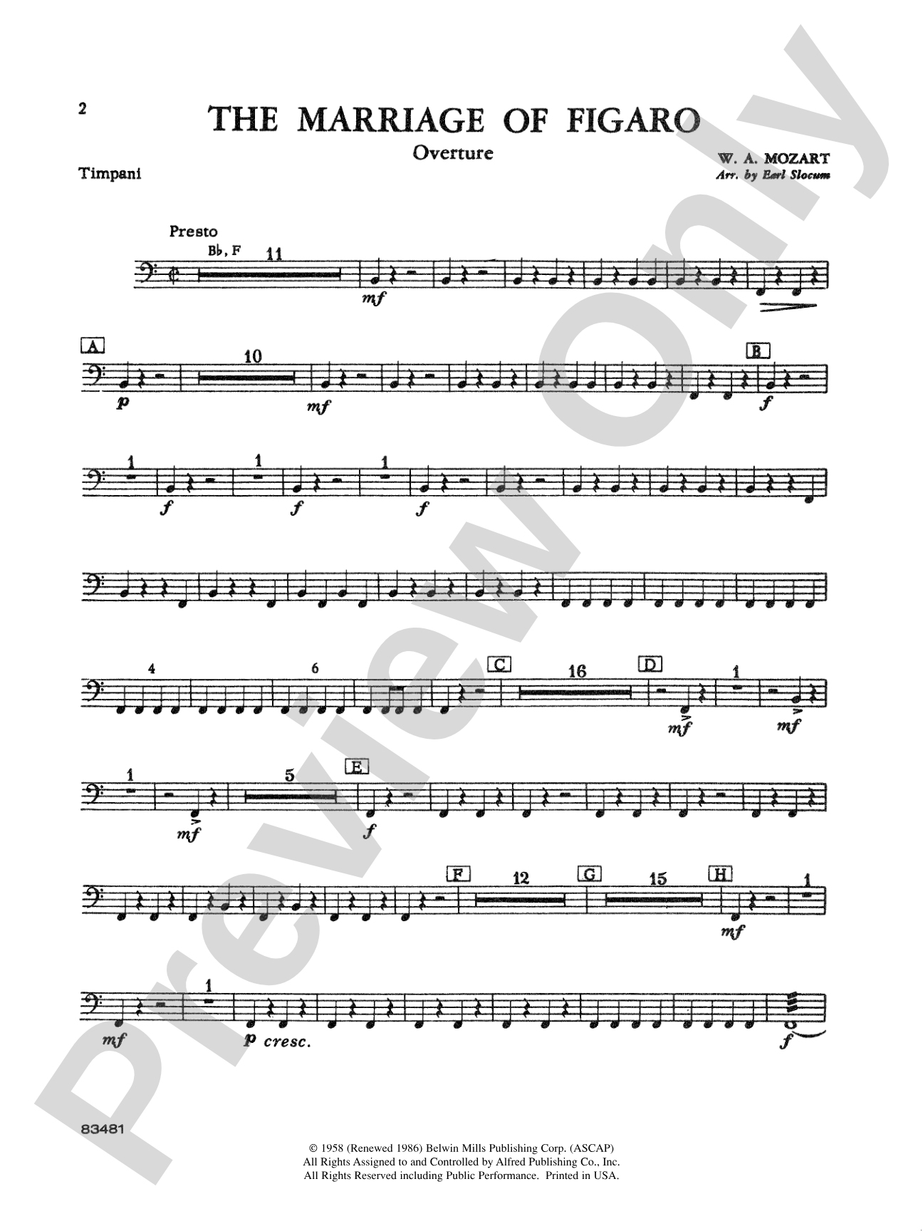 The Marriage of Figaro Overture: Timpani