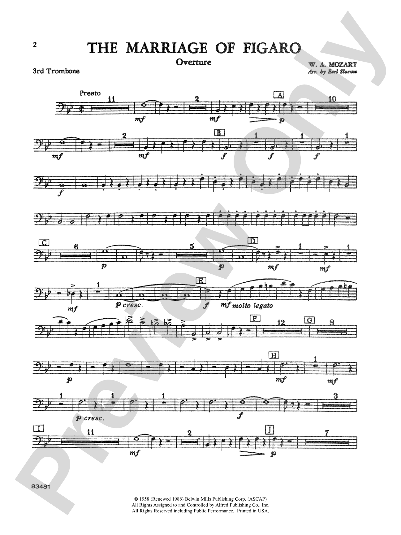 The Marriage of Figaro Overture: 3rd Trombone