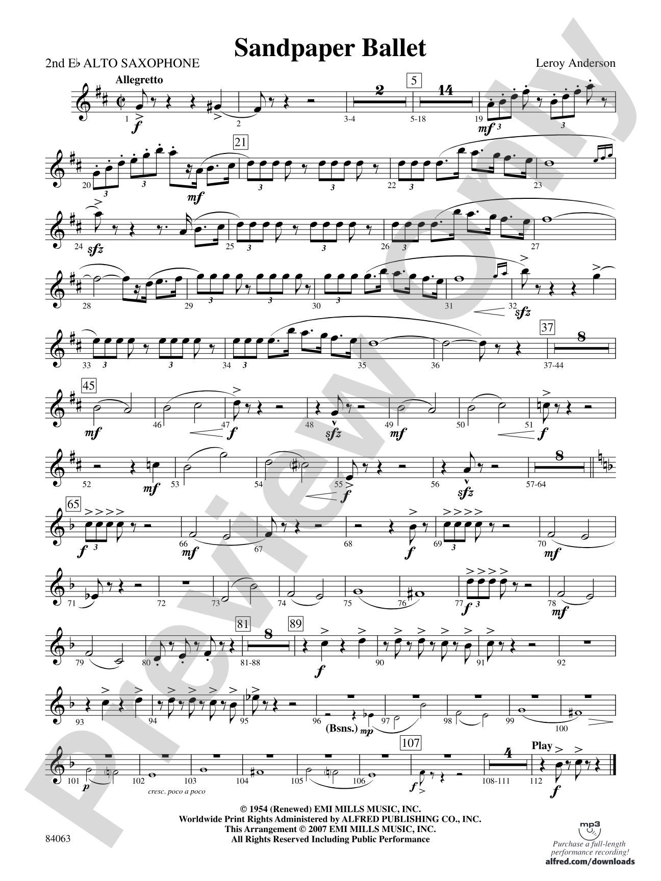 Sandpaper Ballet: 2nd E-flat Alto Saxophone