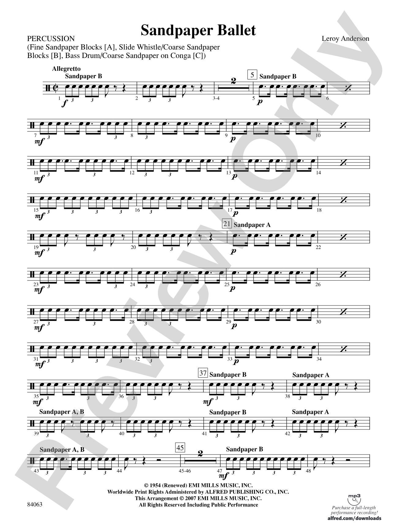 Sandpaper Ballet: 1st Percussion