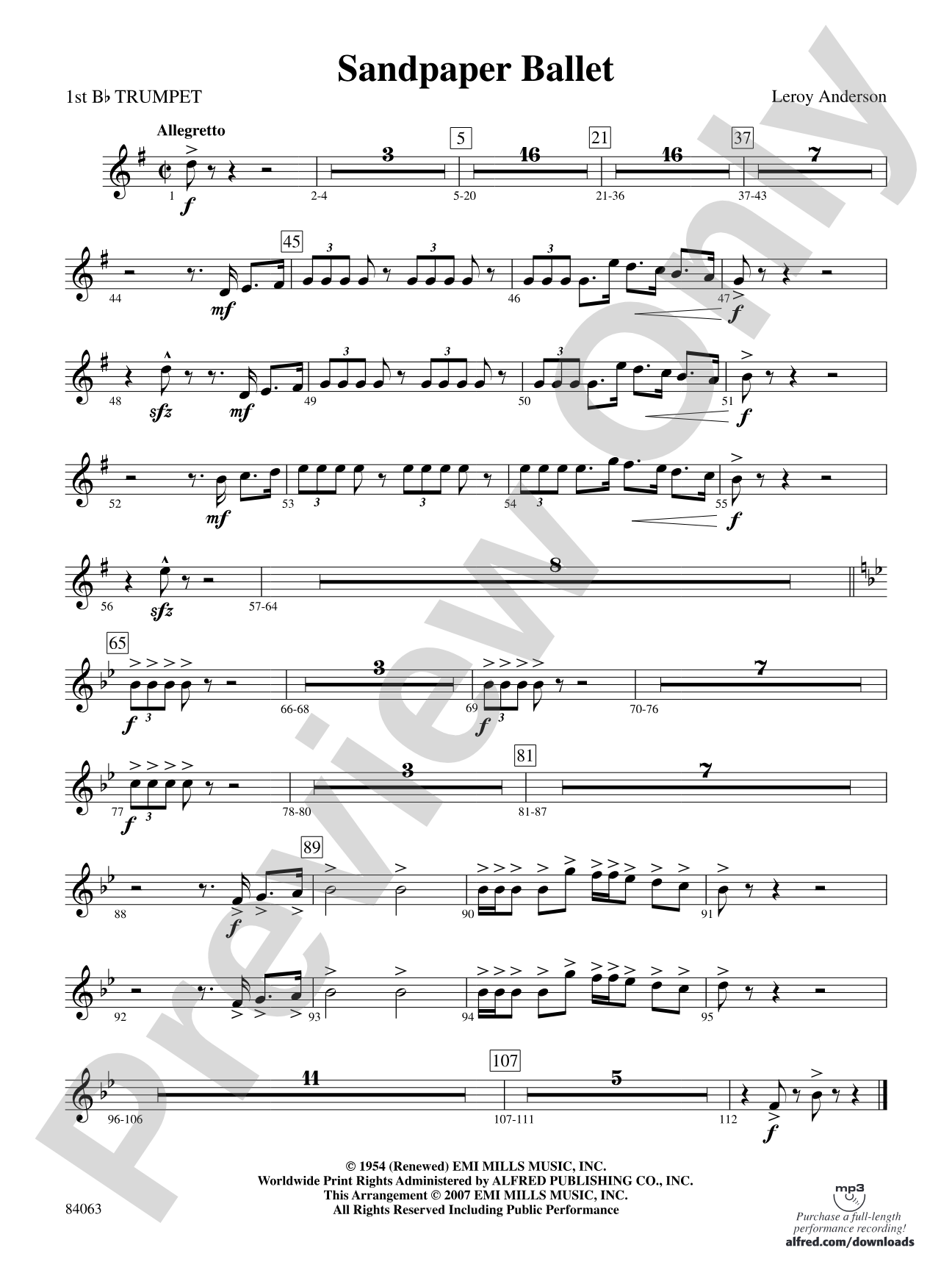 Sandpaper Ballet: 1st B-flat Trumpet