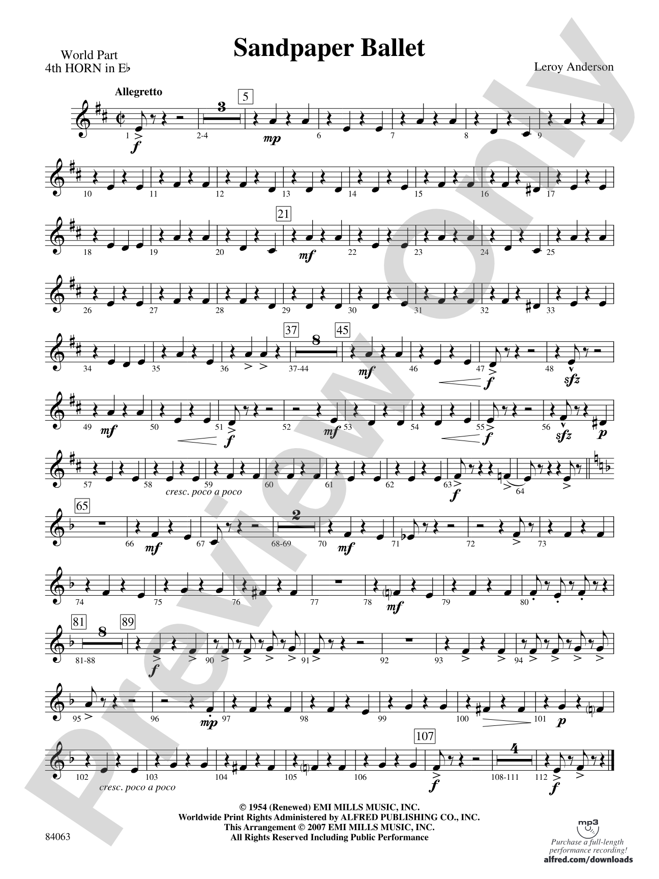 Sandpaper Ballet: (wp) 4th Horn in E-flat
