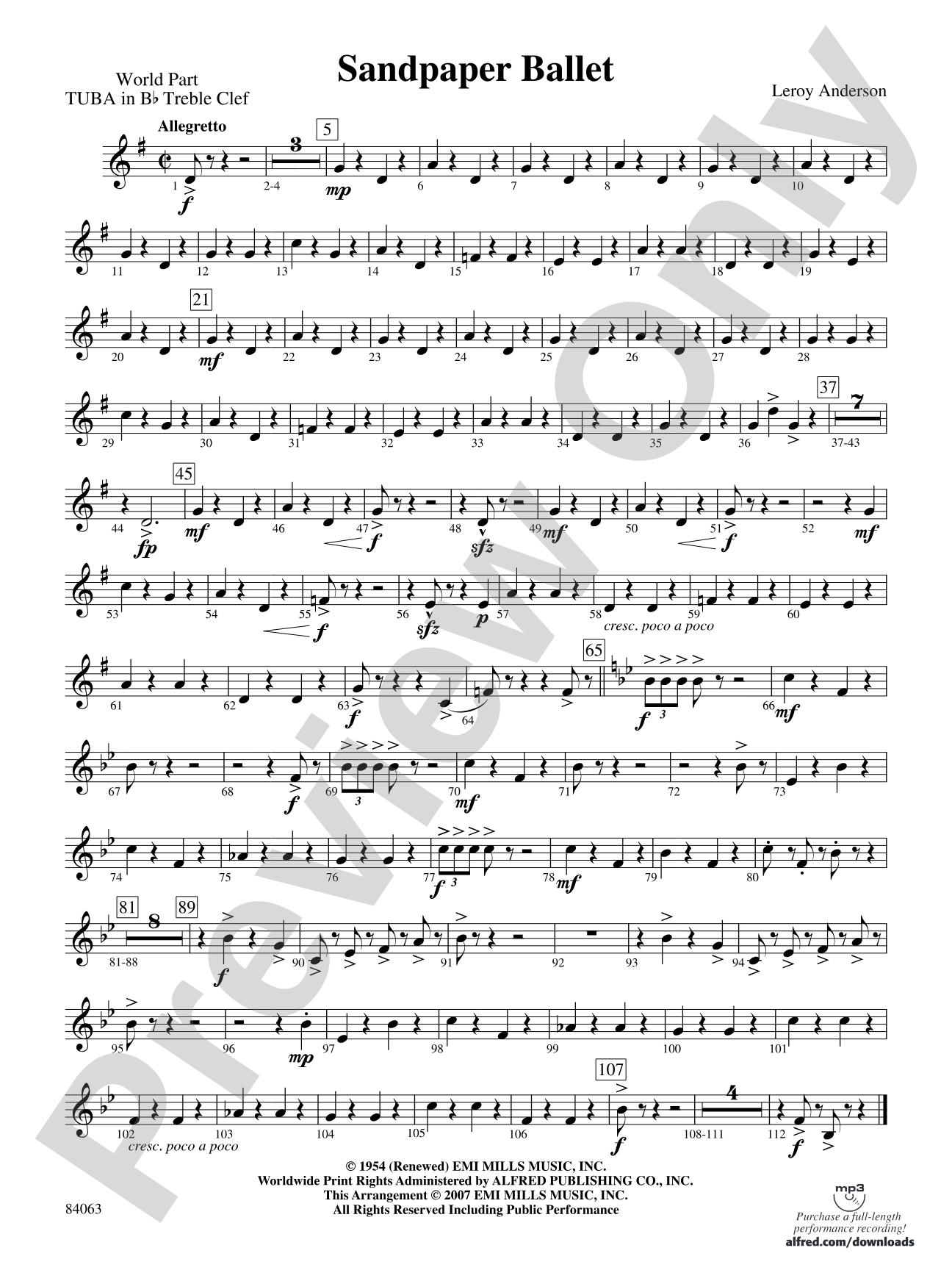 Sandpaper Ballet: (wp) B-flat Tuba T.C.
