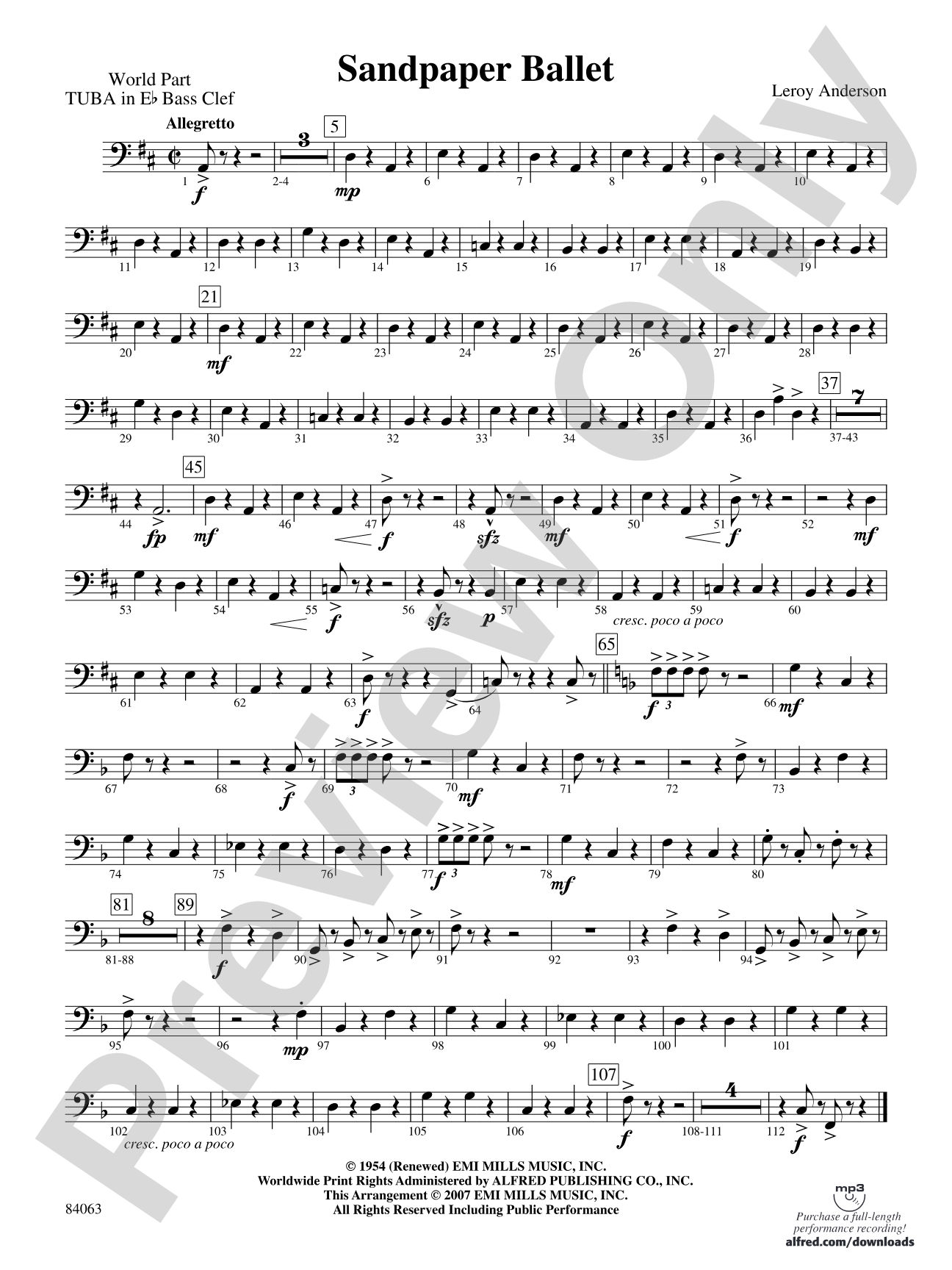 Sandpaper Ballet: (wp) E-flat Tuba B.C.
