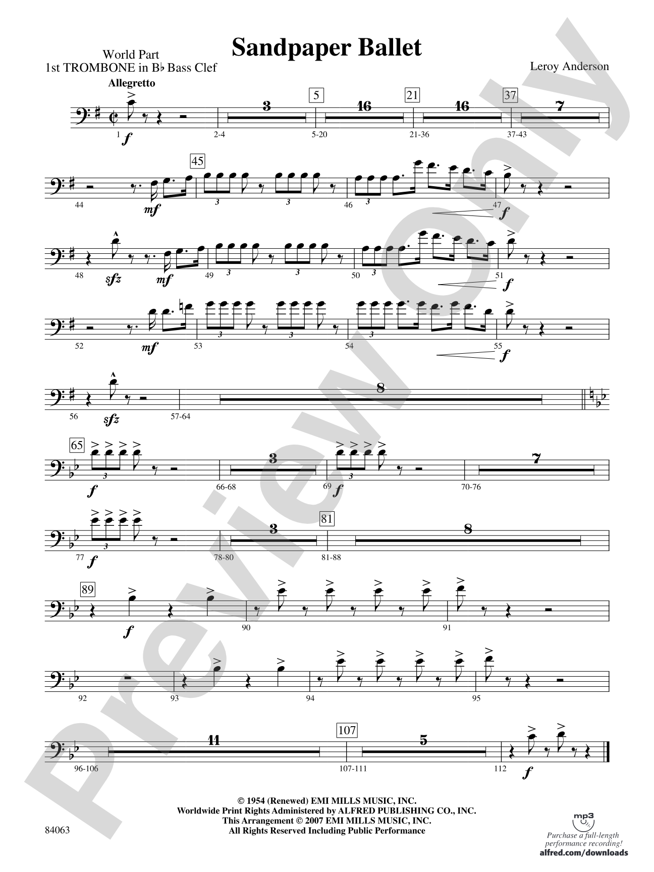Sandpaper Ballet: (wp) 1st B-flat Trombone B.C.