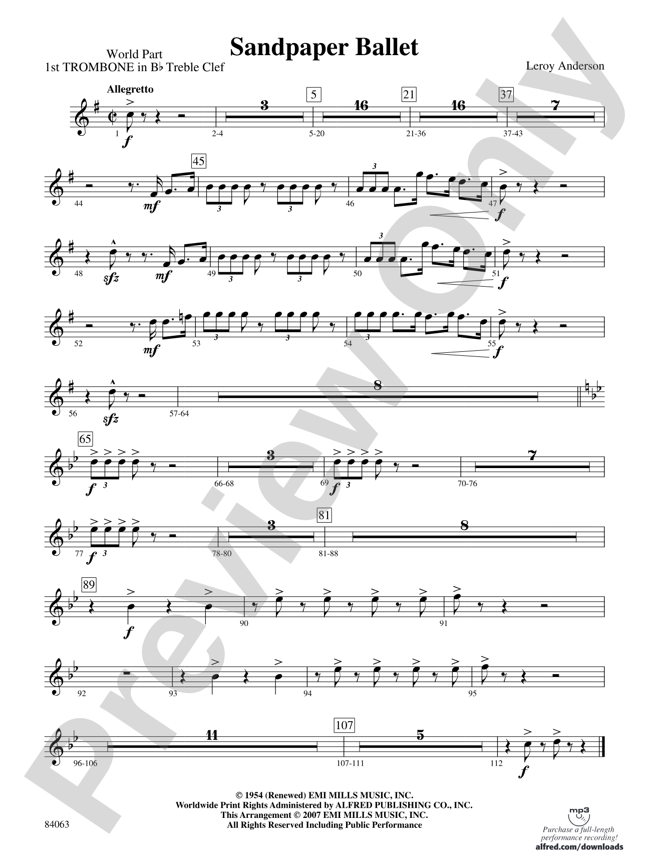 Sandpaper Ballet: (wp) 1st B-flat Trombone T.C.
