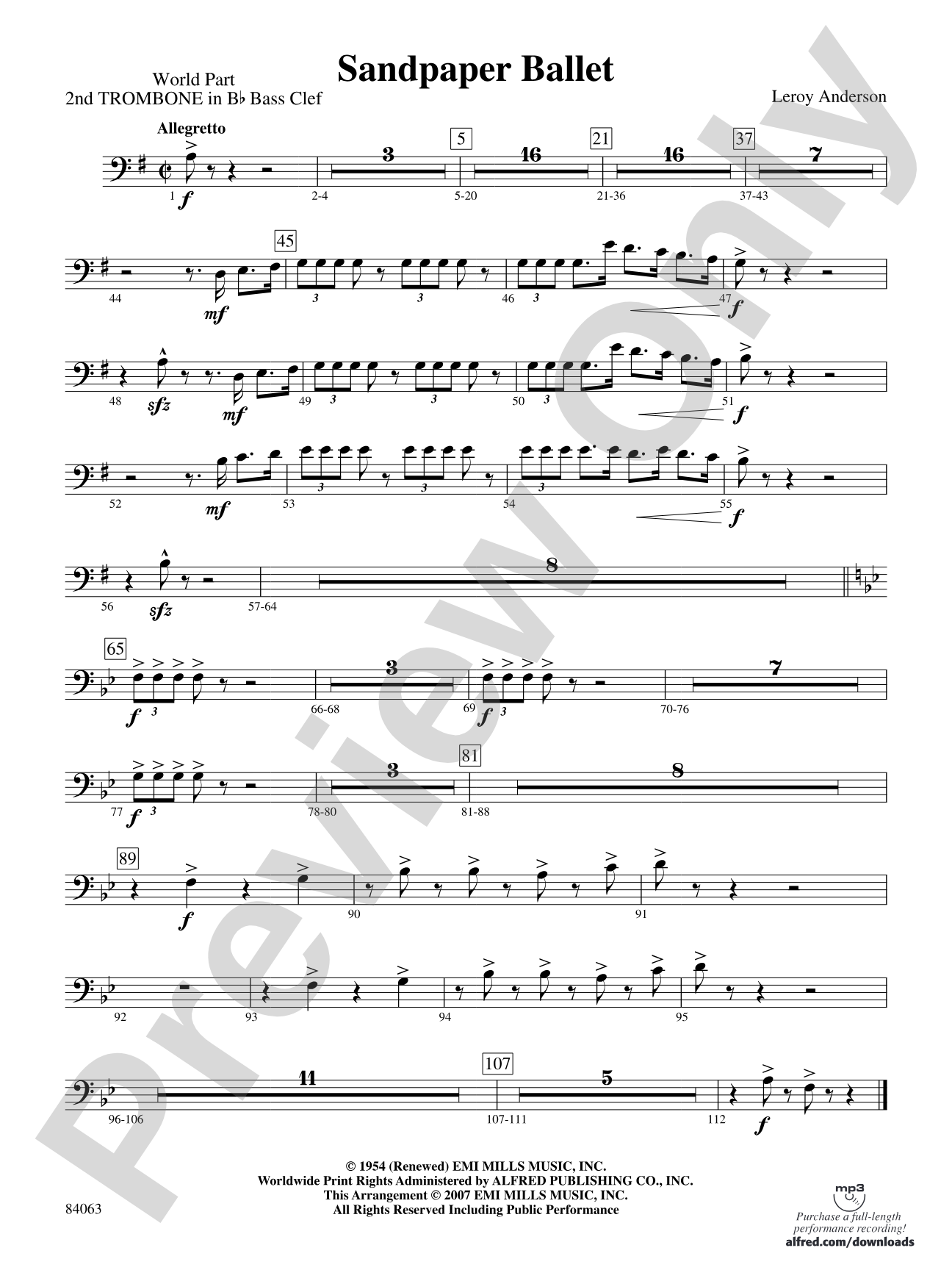 Sandpaper Ballet: (wp) 2nd B-flat Trombone B.C.
