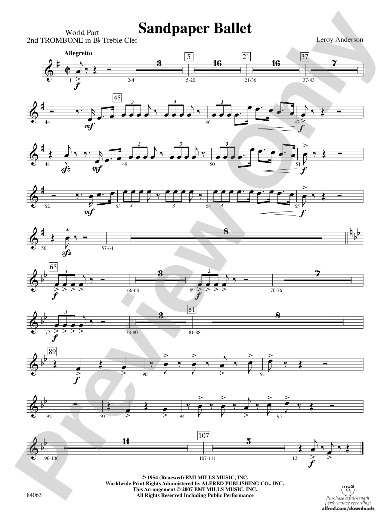 Sandpaper Ballet: (wp) 2nd B-flat Trombone T.C.
