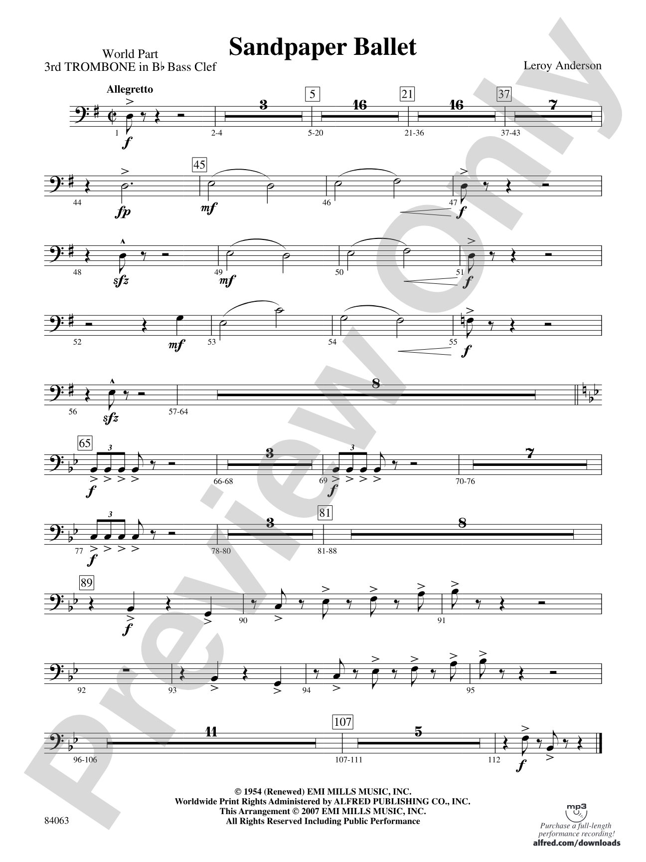 Sandpaper Ballet: (wp) 3rd B-flat Trombone B.C.