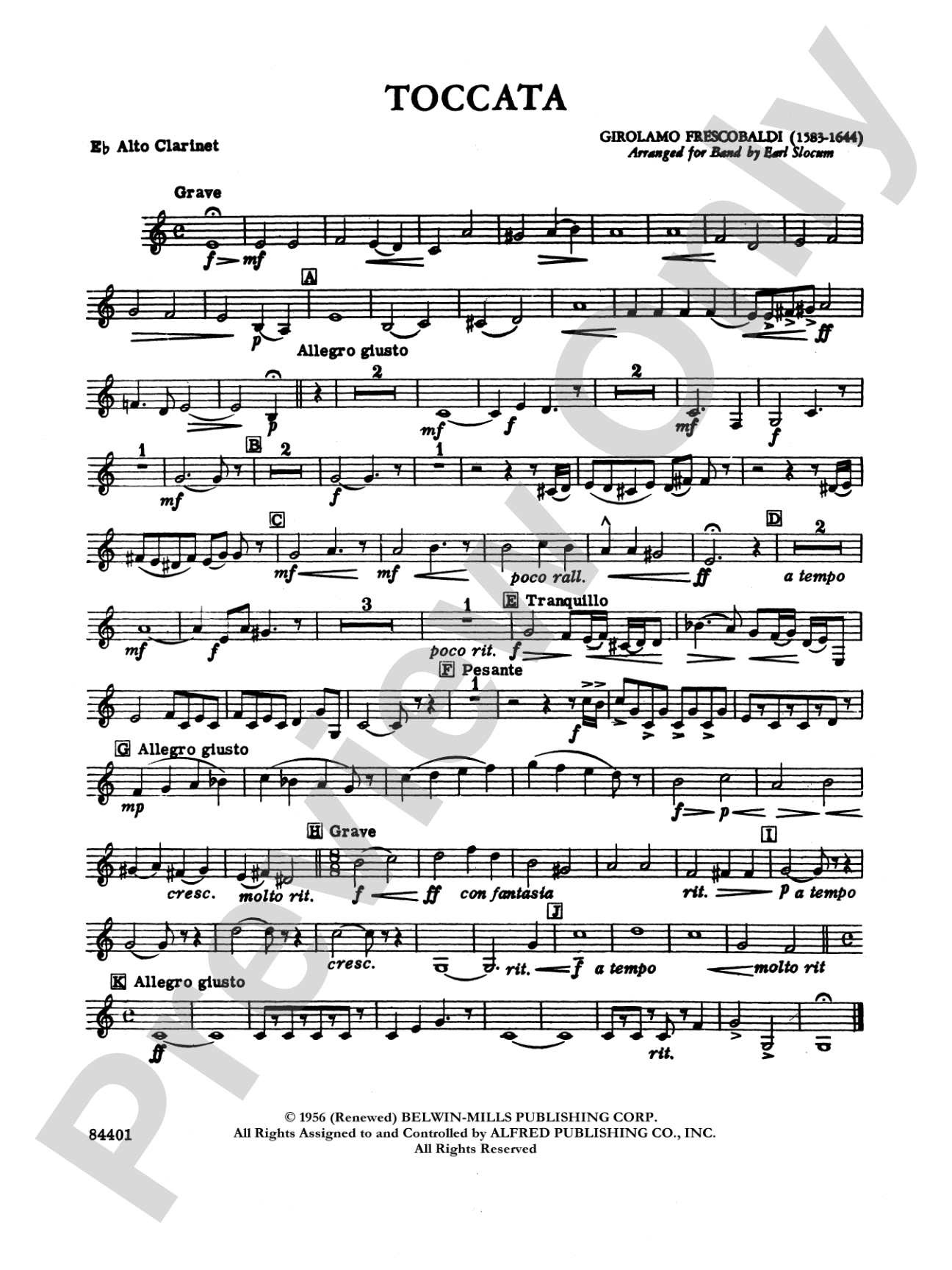 Toccata: E-flat Alto Clarinet
