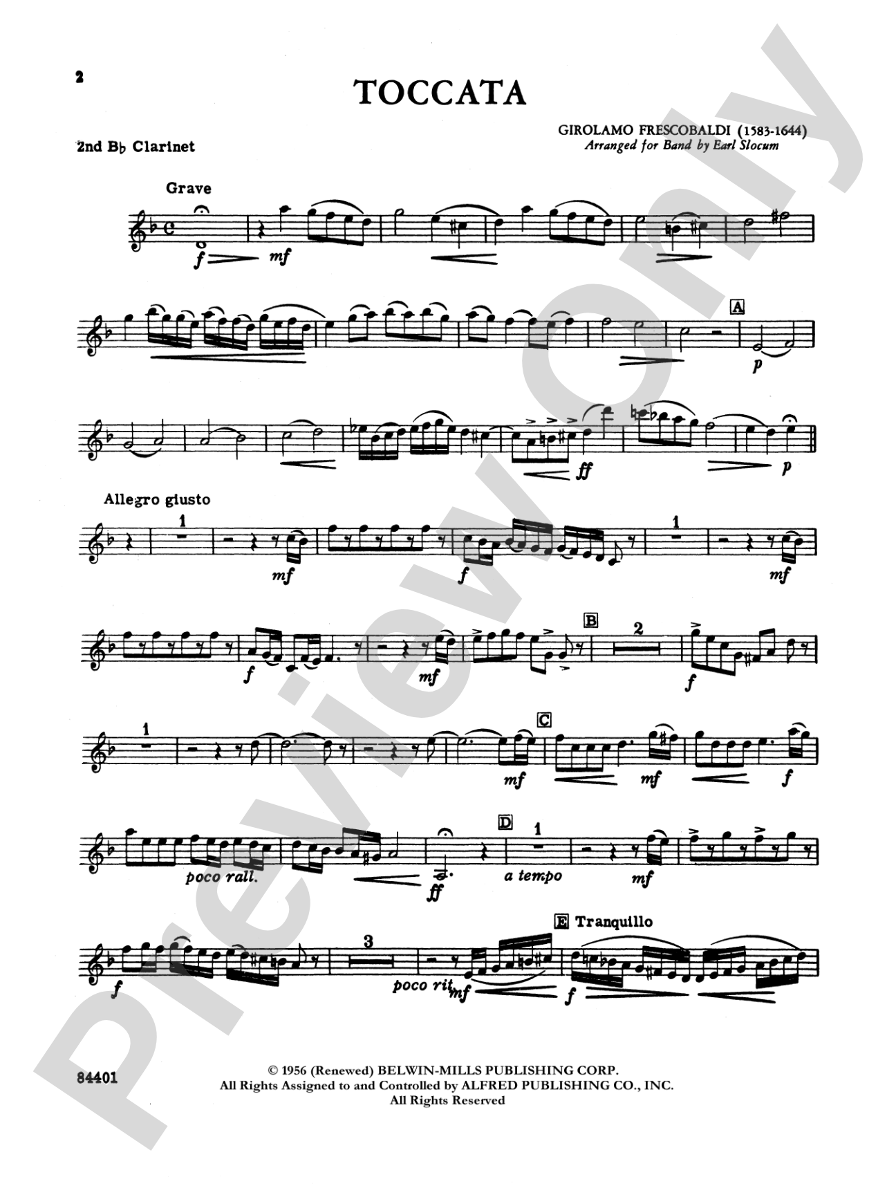 Toccata: 2nd B-flat Clarinet