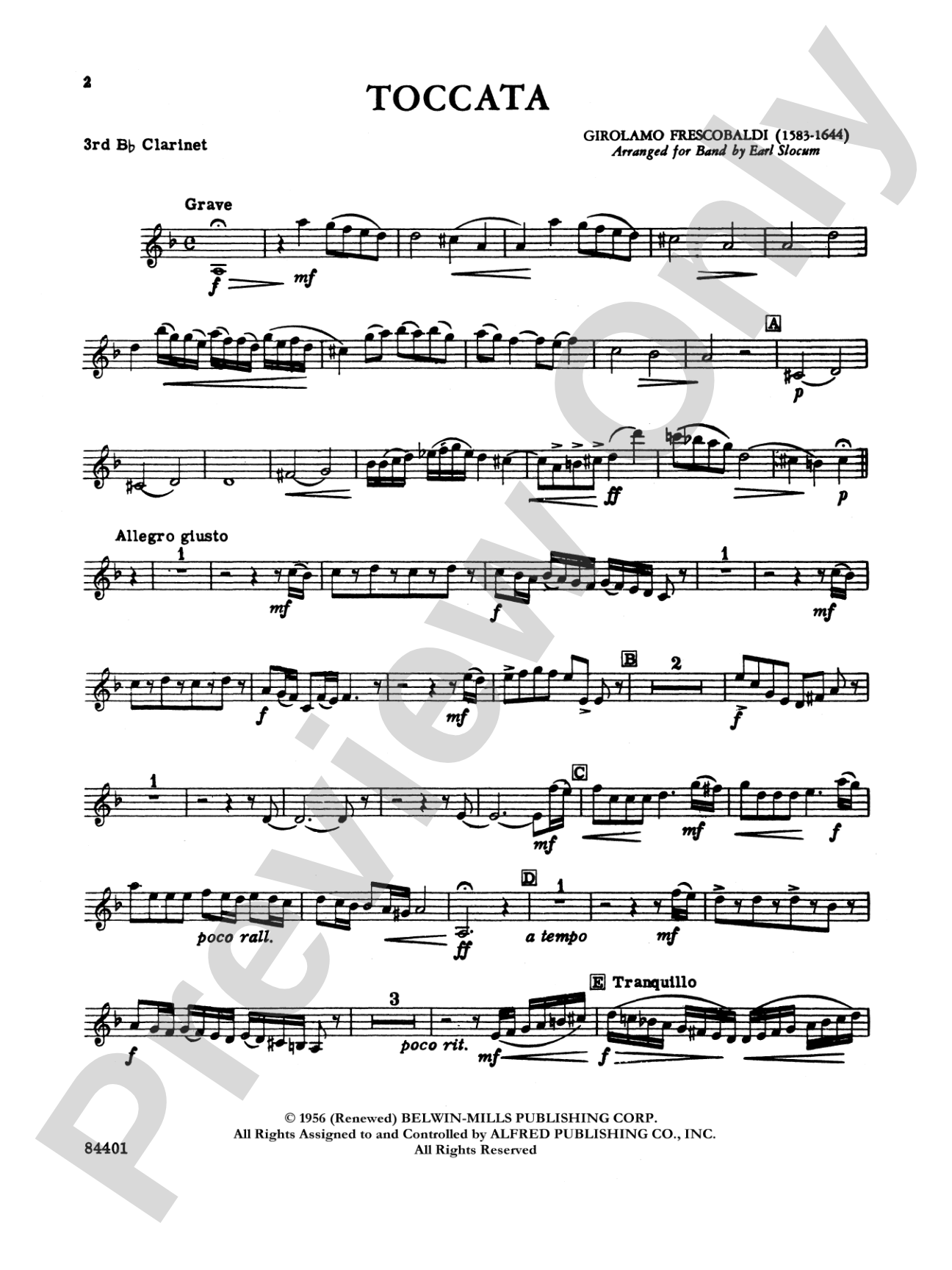 Toccata: 3rd B-flat Clarinet