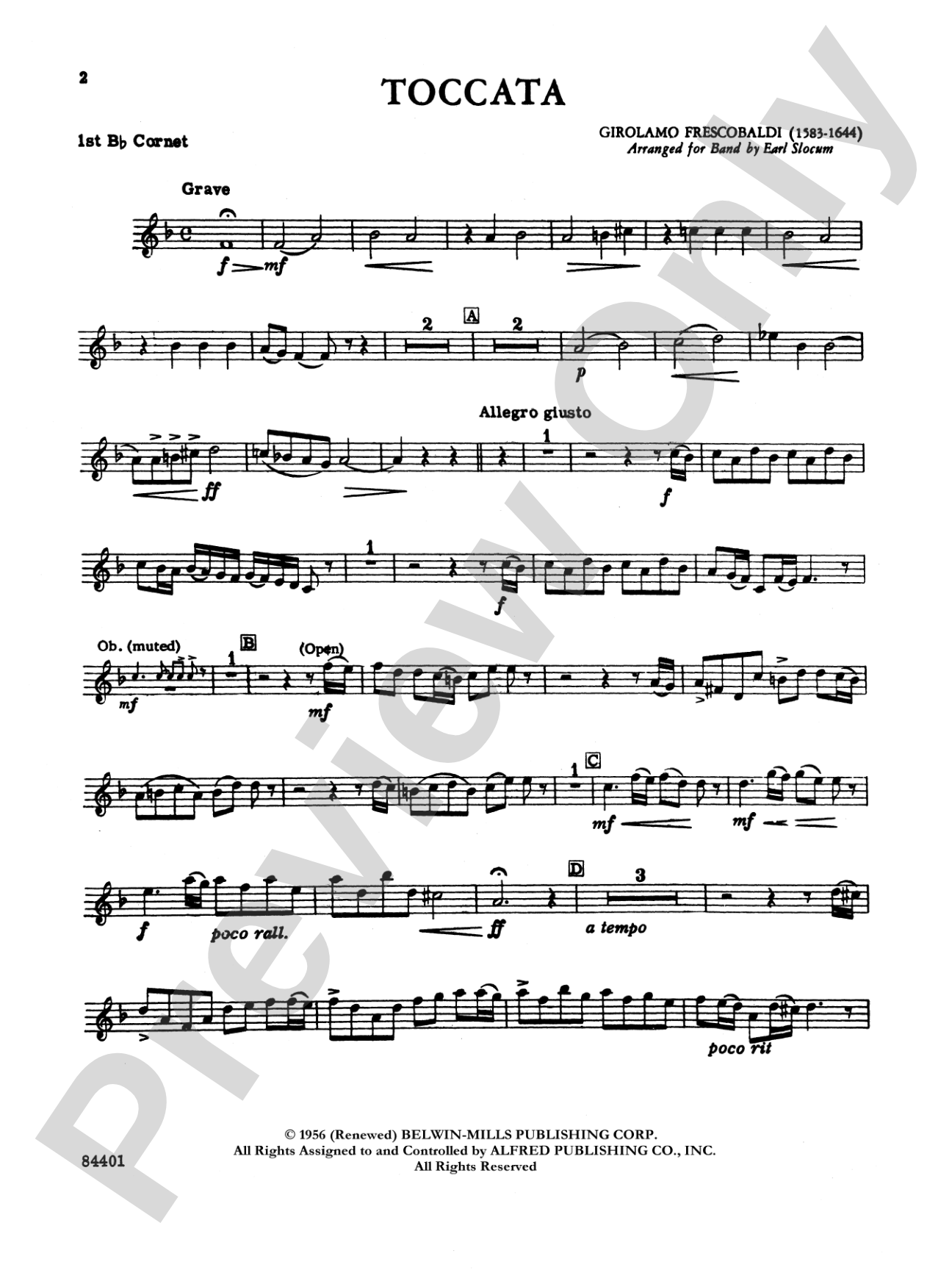 Toccata: 1st B-flat Cornet