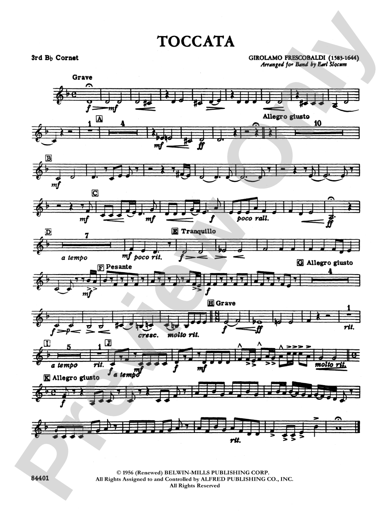 Toccata: 3rd B-flat Cornet