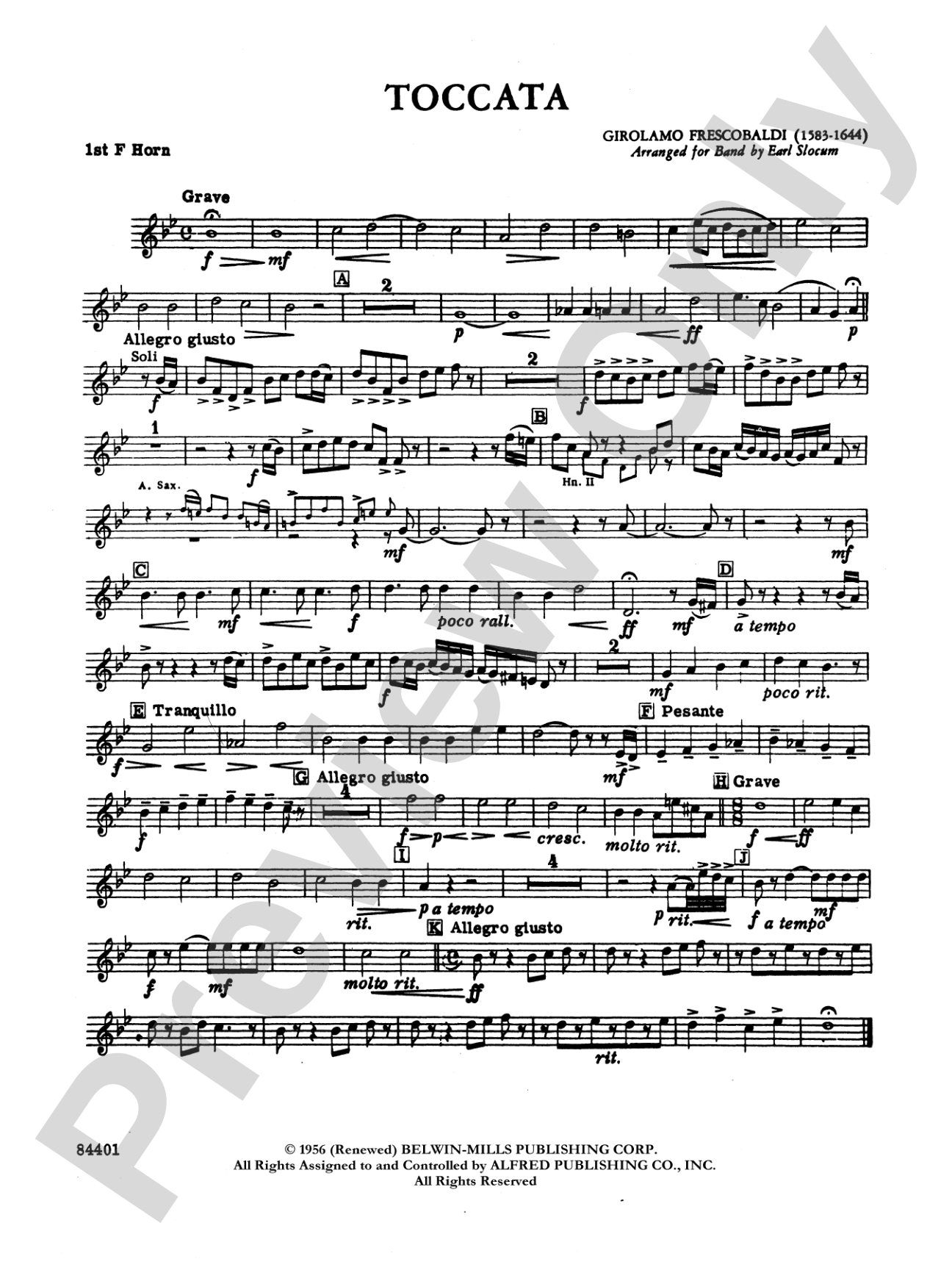 Toccata: 1st F Horn