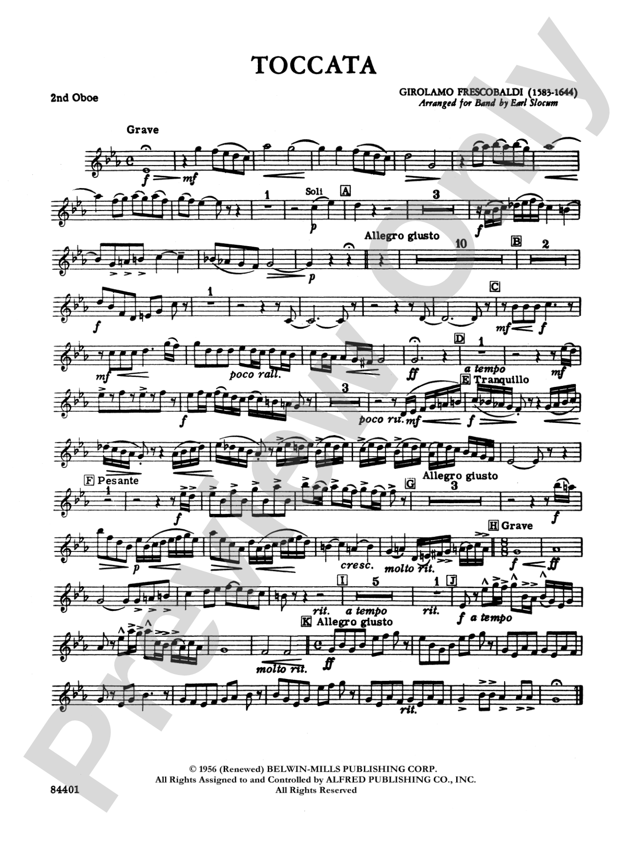 Toccata: 2nd Oboe
