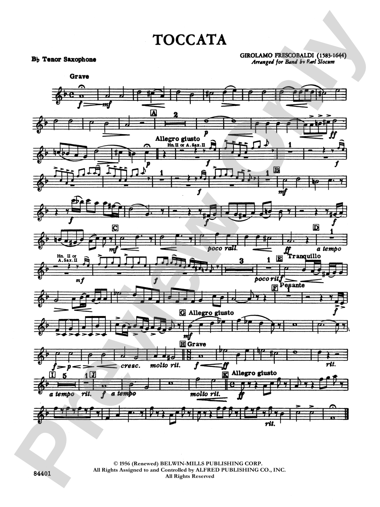 Toccata: B-flat Tenor Saxophone