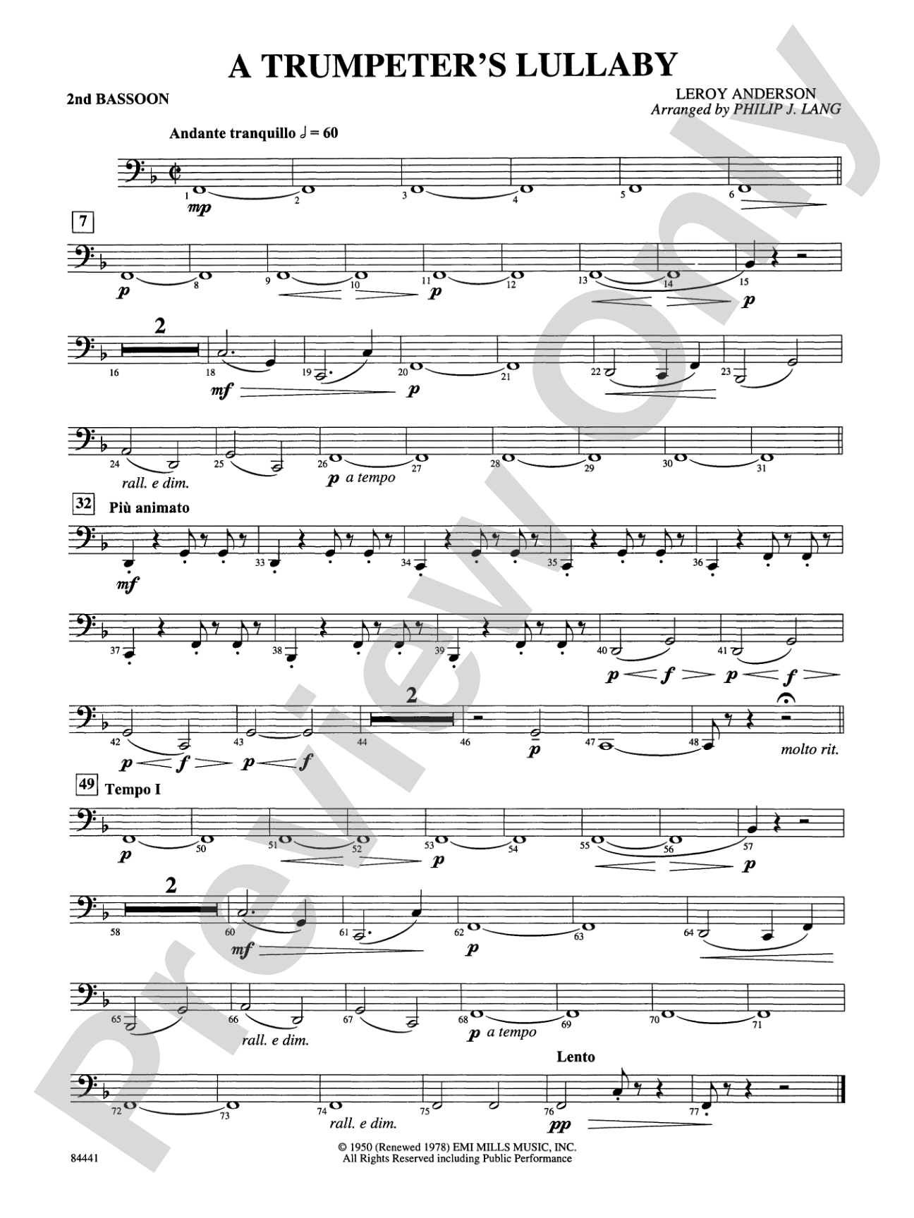 Trumpeter's Lullaby (with Trumpet Solo): 2nd Bassoon