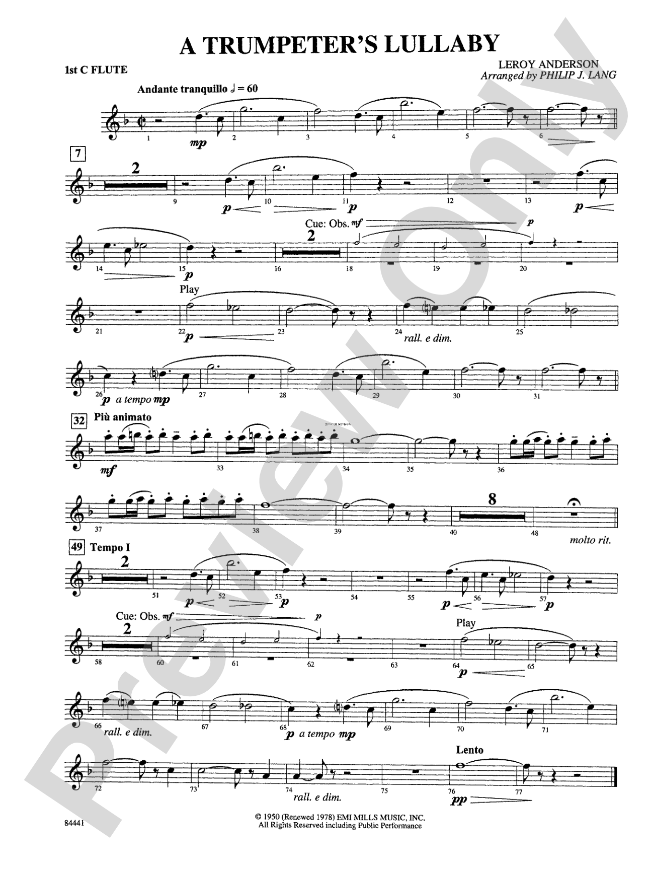 Trumpeter's Lullaby (with Trumpet Solo): Flute