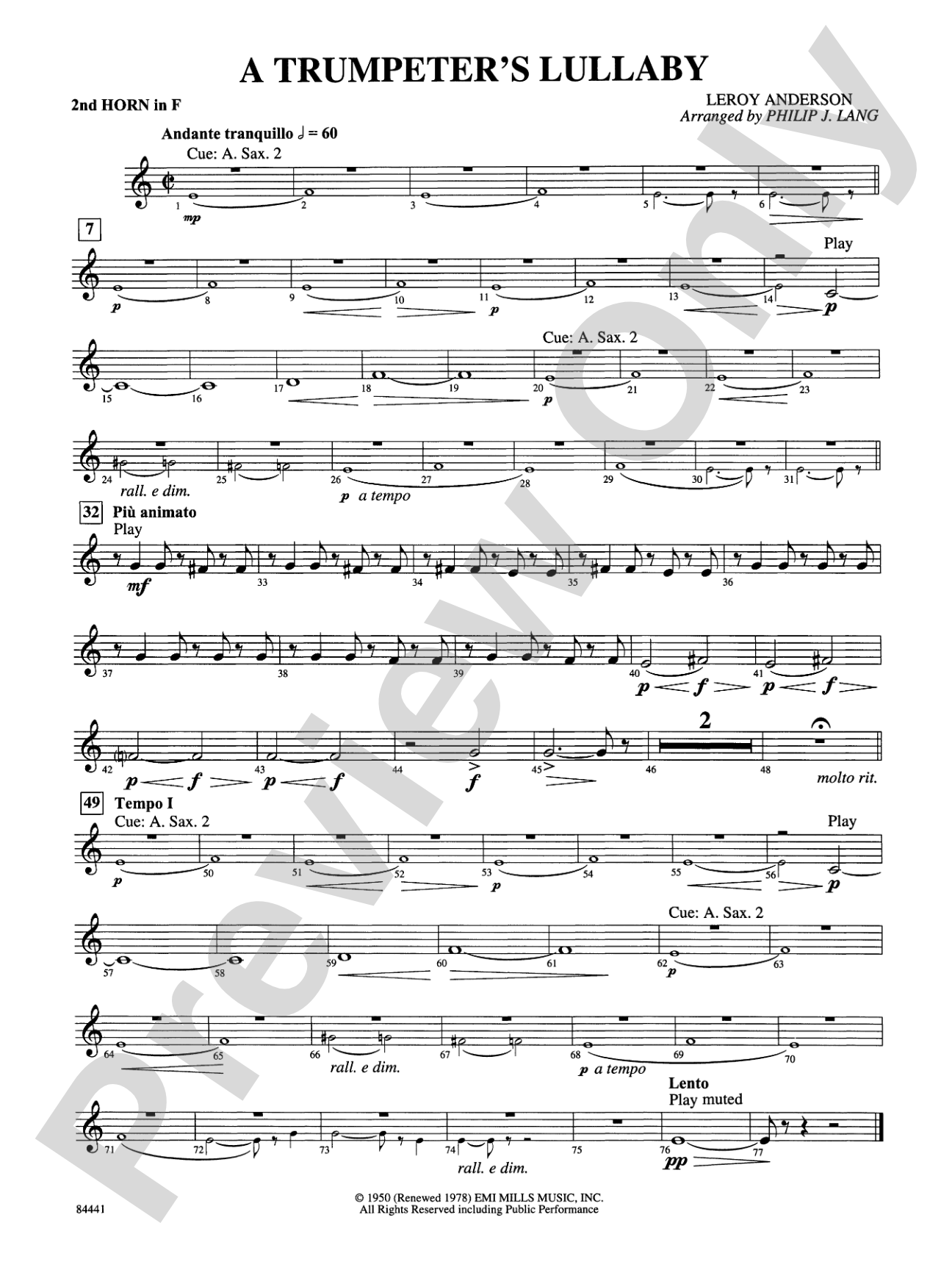 Trumpeter's Lullaby (with Trumpet Solo): 2nd F Horn