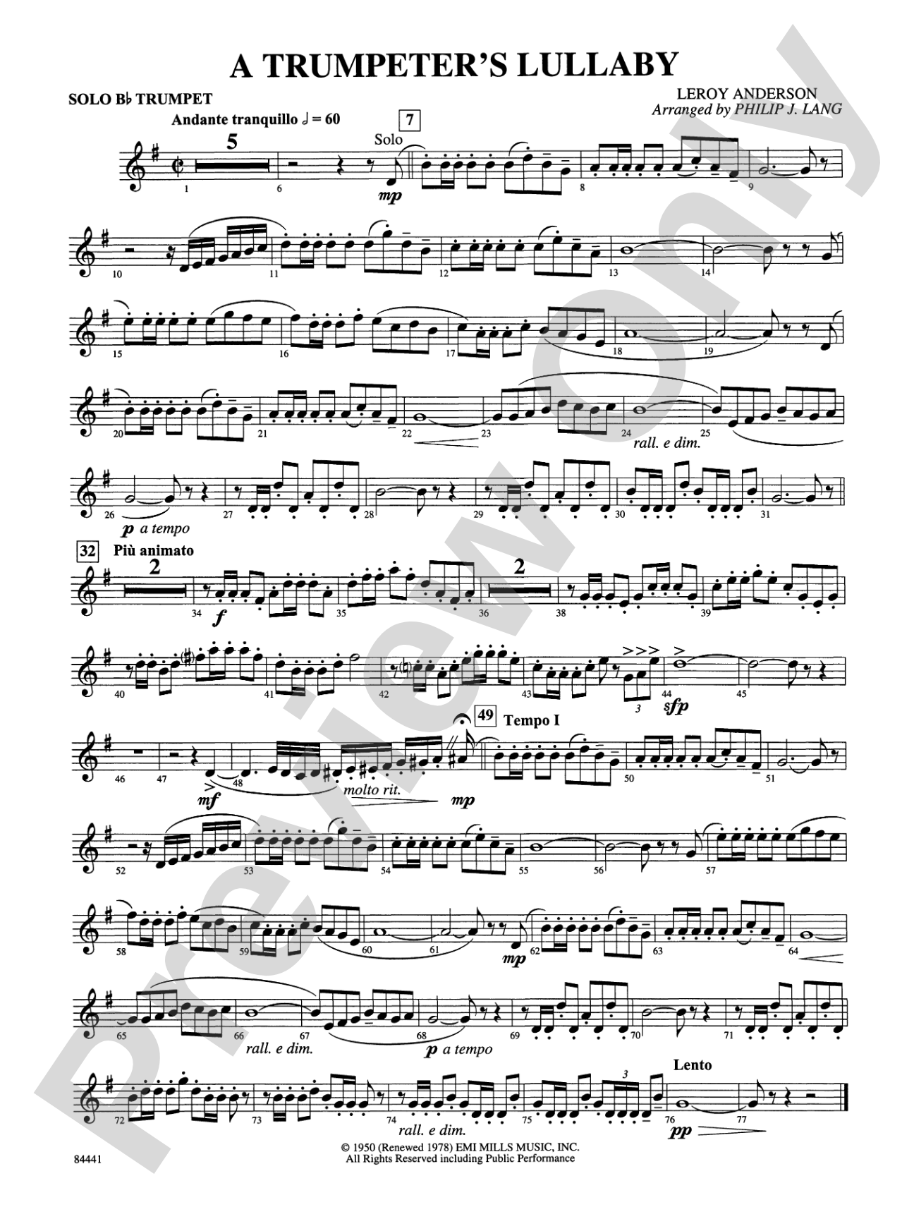 Trumpeter's Lullaby (with Trumpet Solo): 1st B-flat Trumpet
