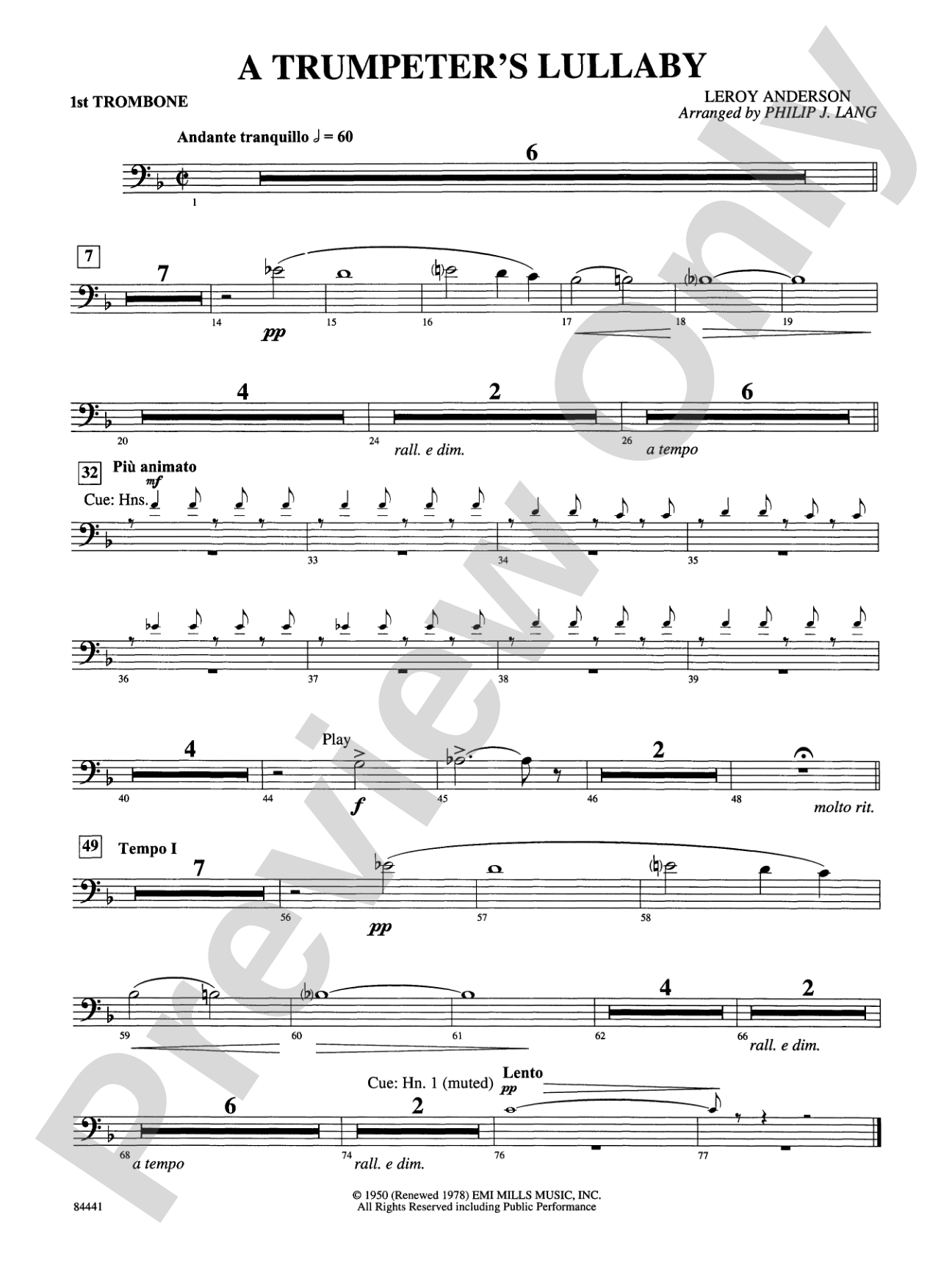 Trumpeter's Lullaby (with Trumpet Solo): 1st Trombone