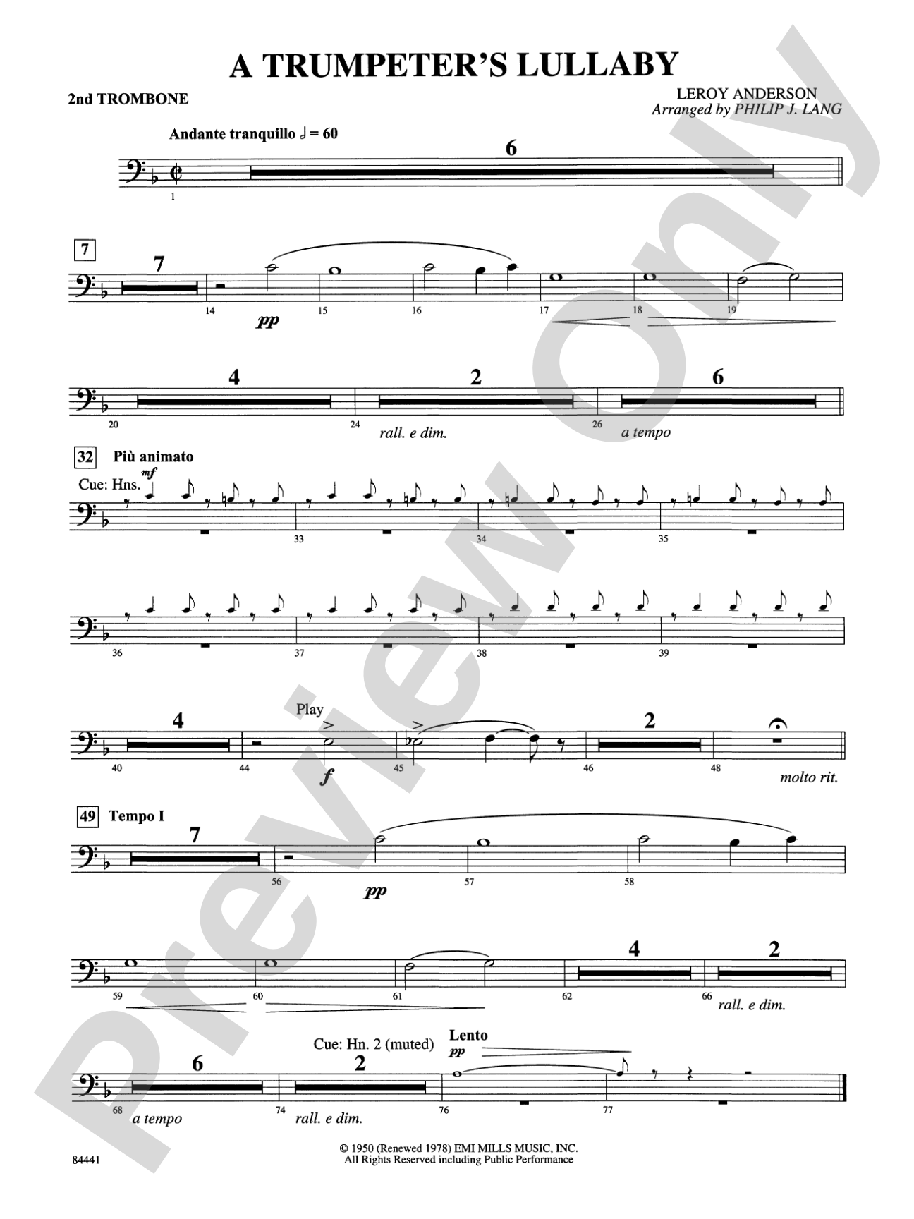 Trumpeter's Lullaby (with Trumpet Solo): 2nd Trombone