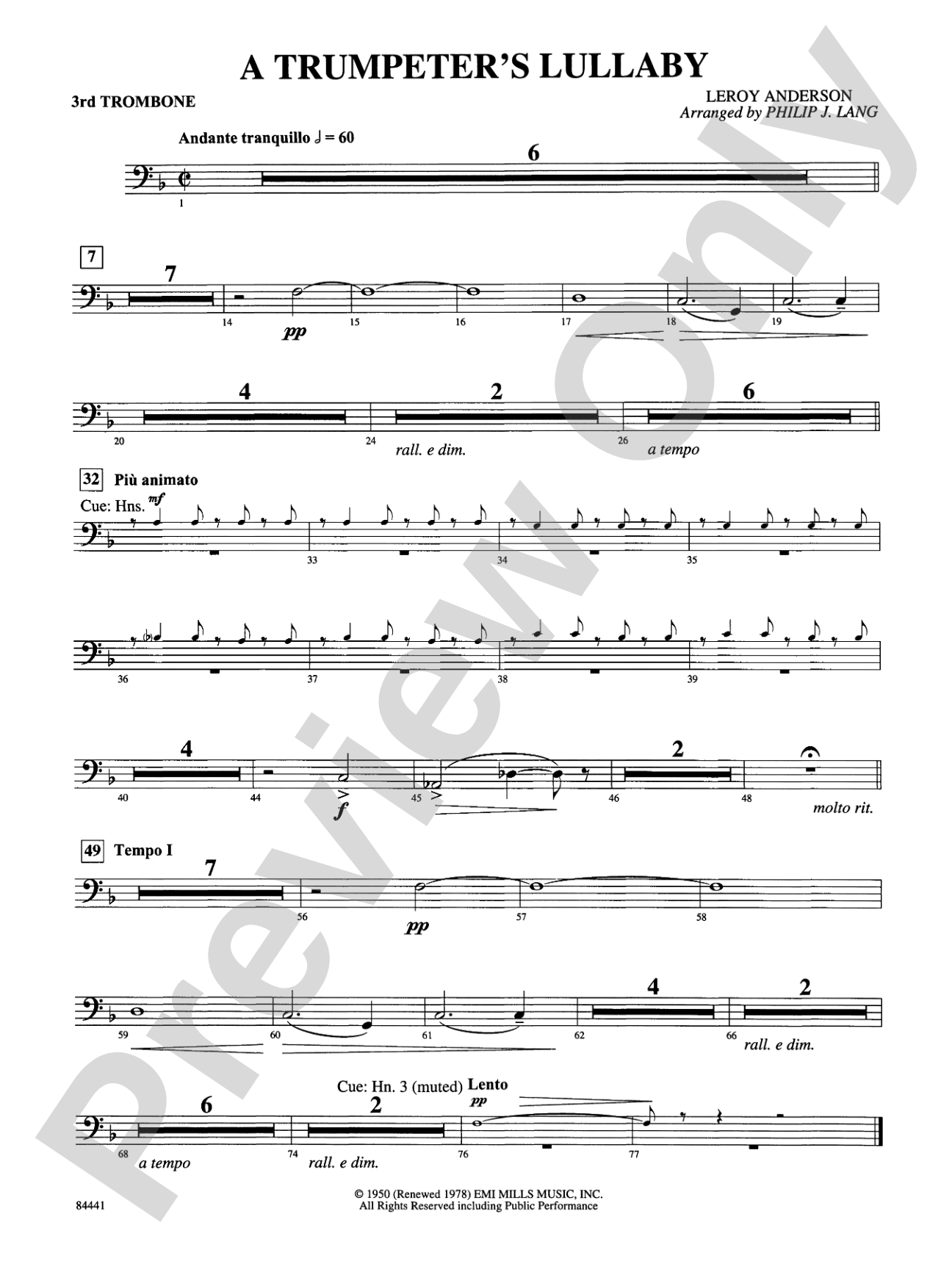 Trumpeter's Lullaby (with Trumpet Solo): 3rd Trombone