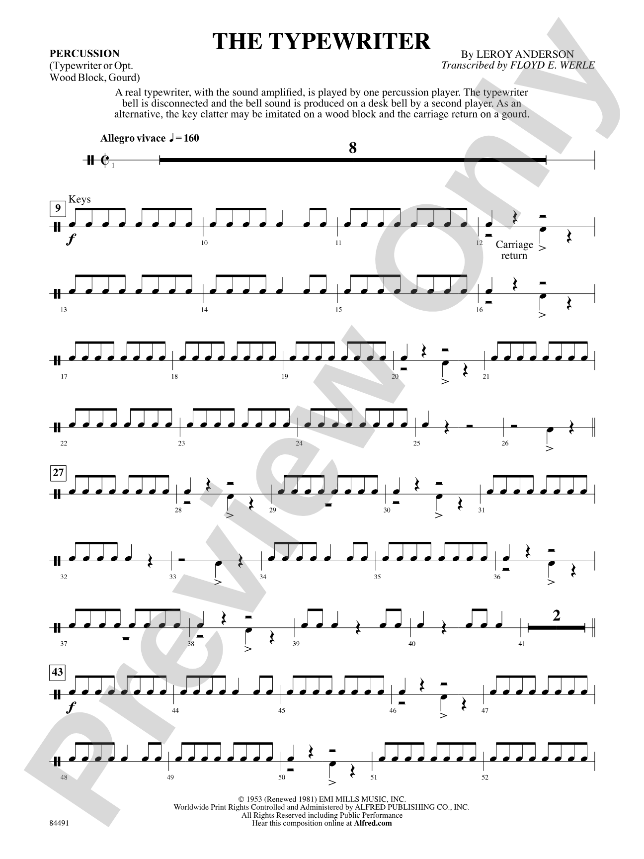 The Typewriter: 1st Percussion