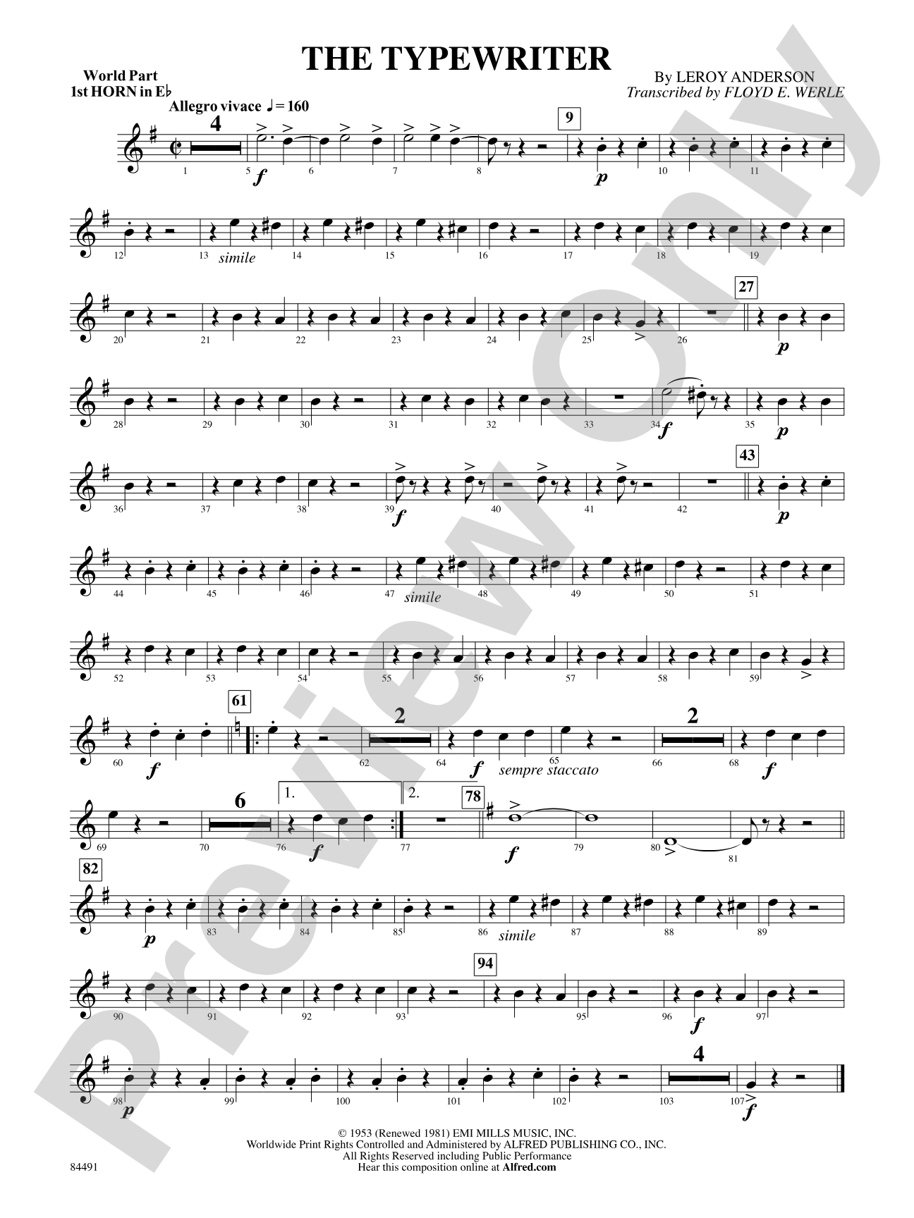 The Typewriter: (wp) 1st Horn in E-flat