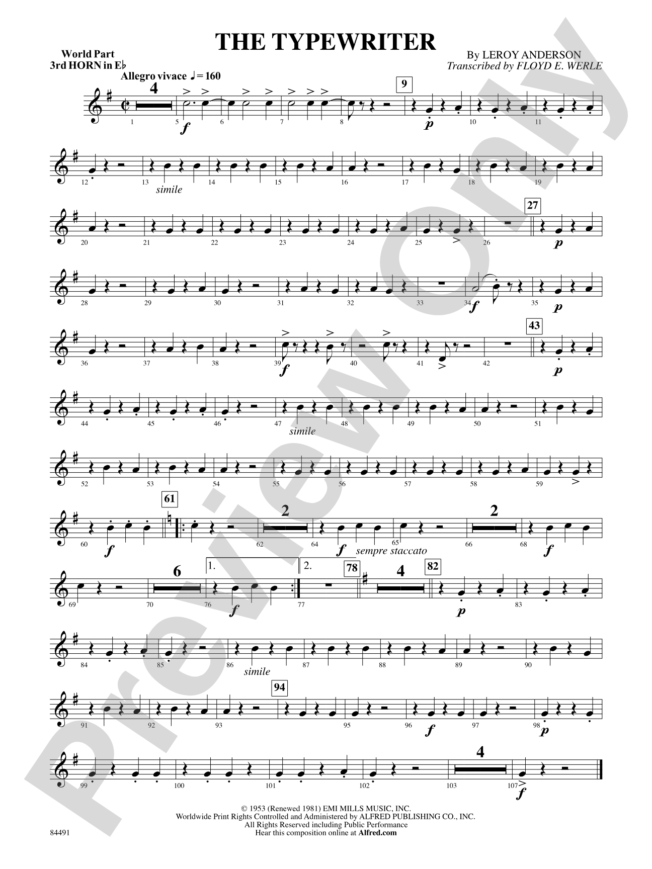 The Typewriter: (wp) 3rd Horn in E-flat