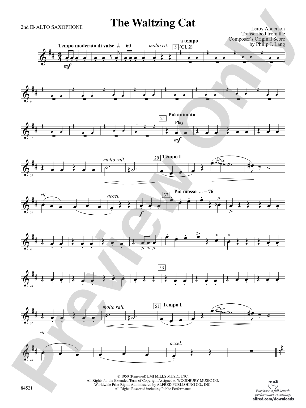 The Waltzing Cat: 2nd E-flat Alto Saxophone