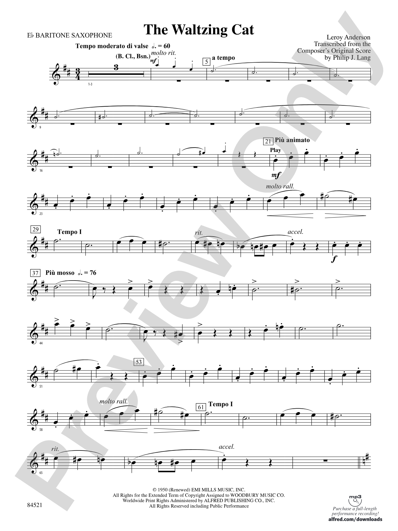 The Waltzing Cat: E-flat Baritone Saxophone