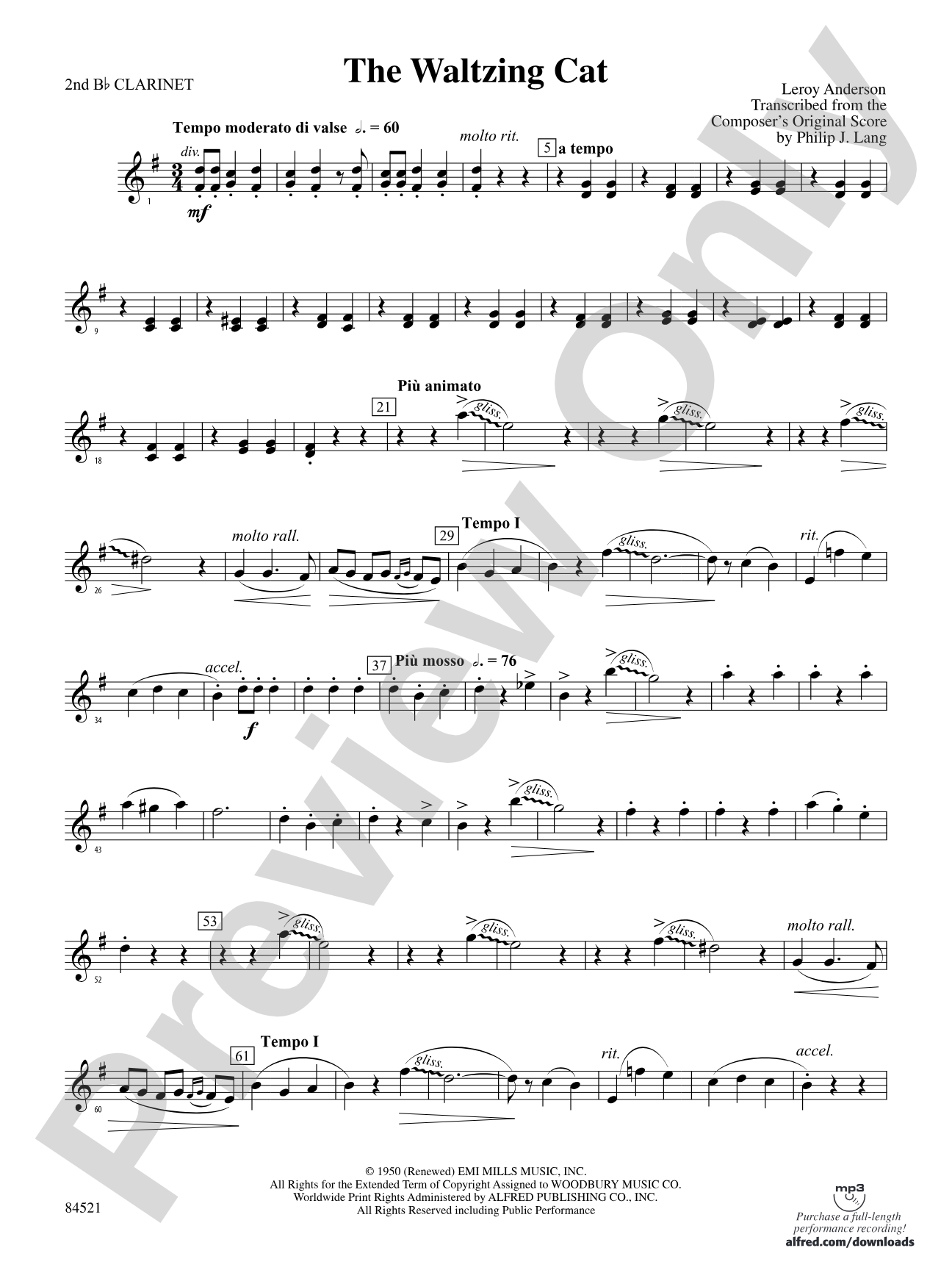 The Waltzing Cat: 2nd B-flat Clarinet