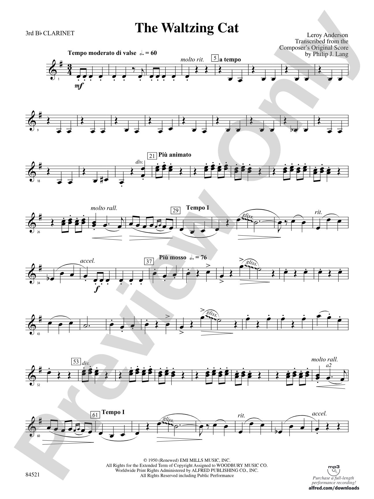 The Waltzing Cat: 3rd B-flat Clarinet