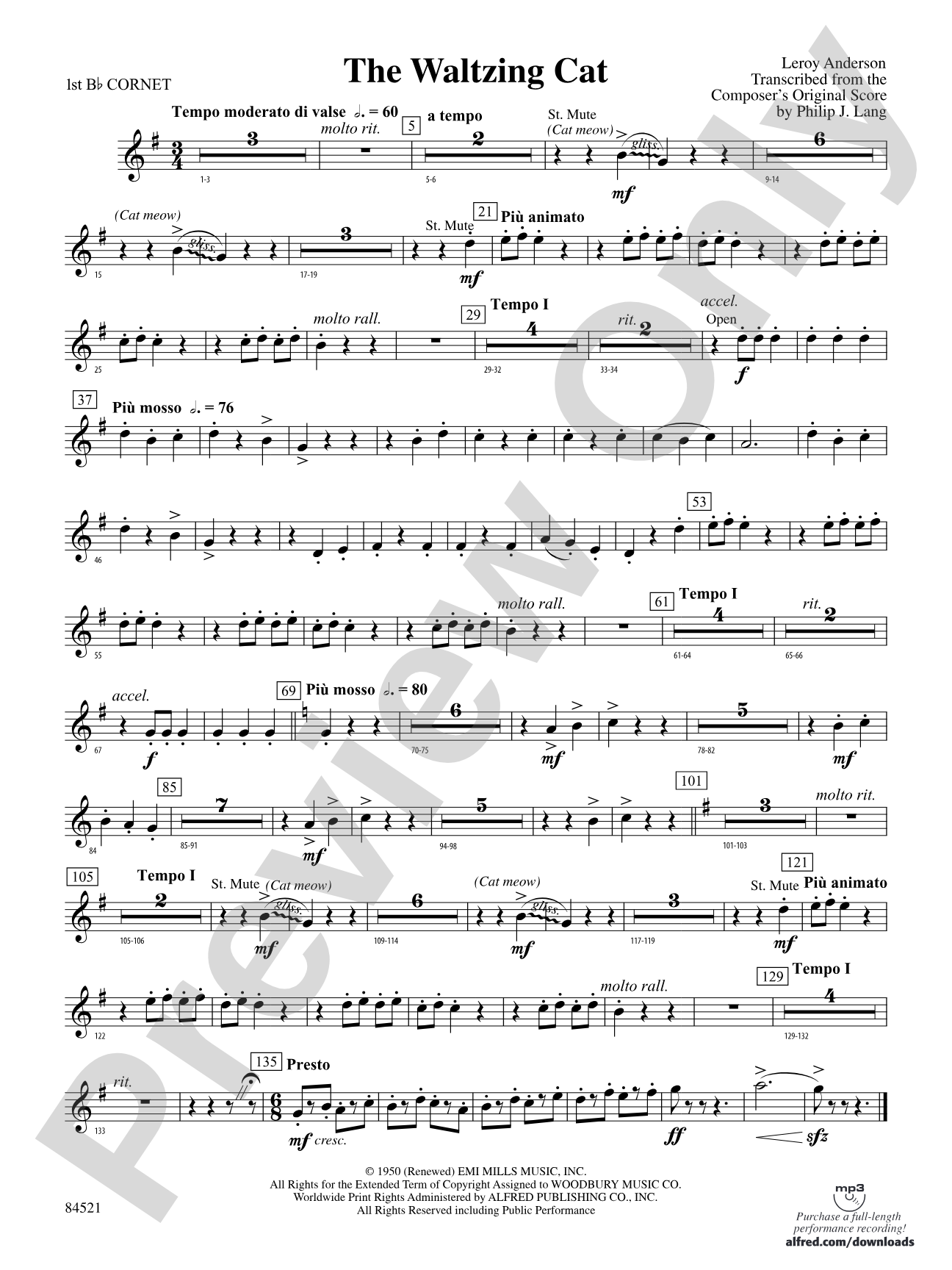 The Waltzing Cat: 1st B-flat Cornet
