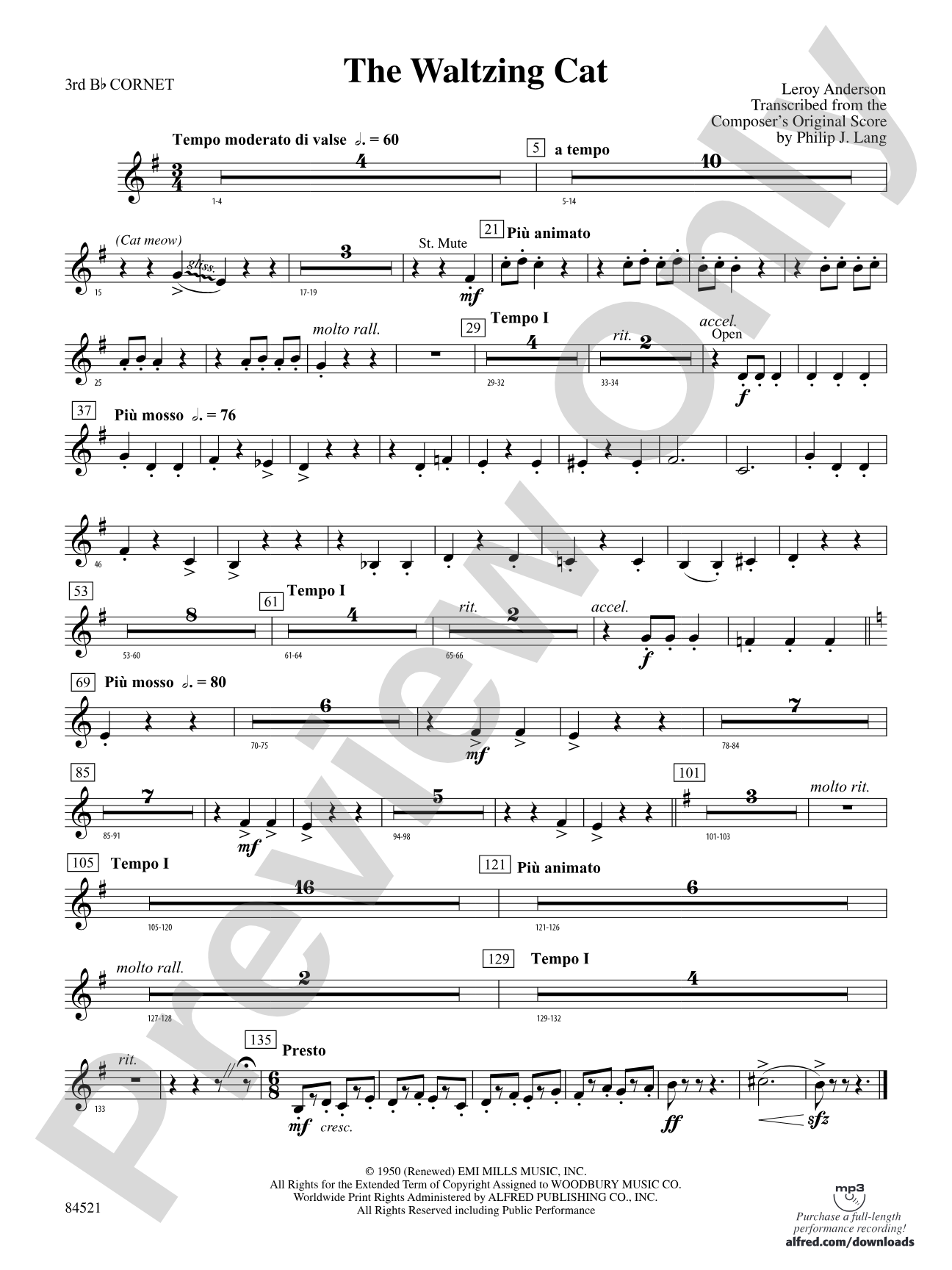 The Waltzing Cat: 3rd B-flat Cornet