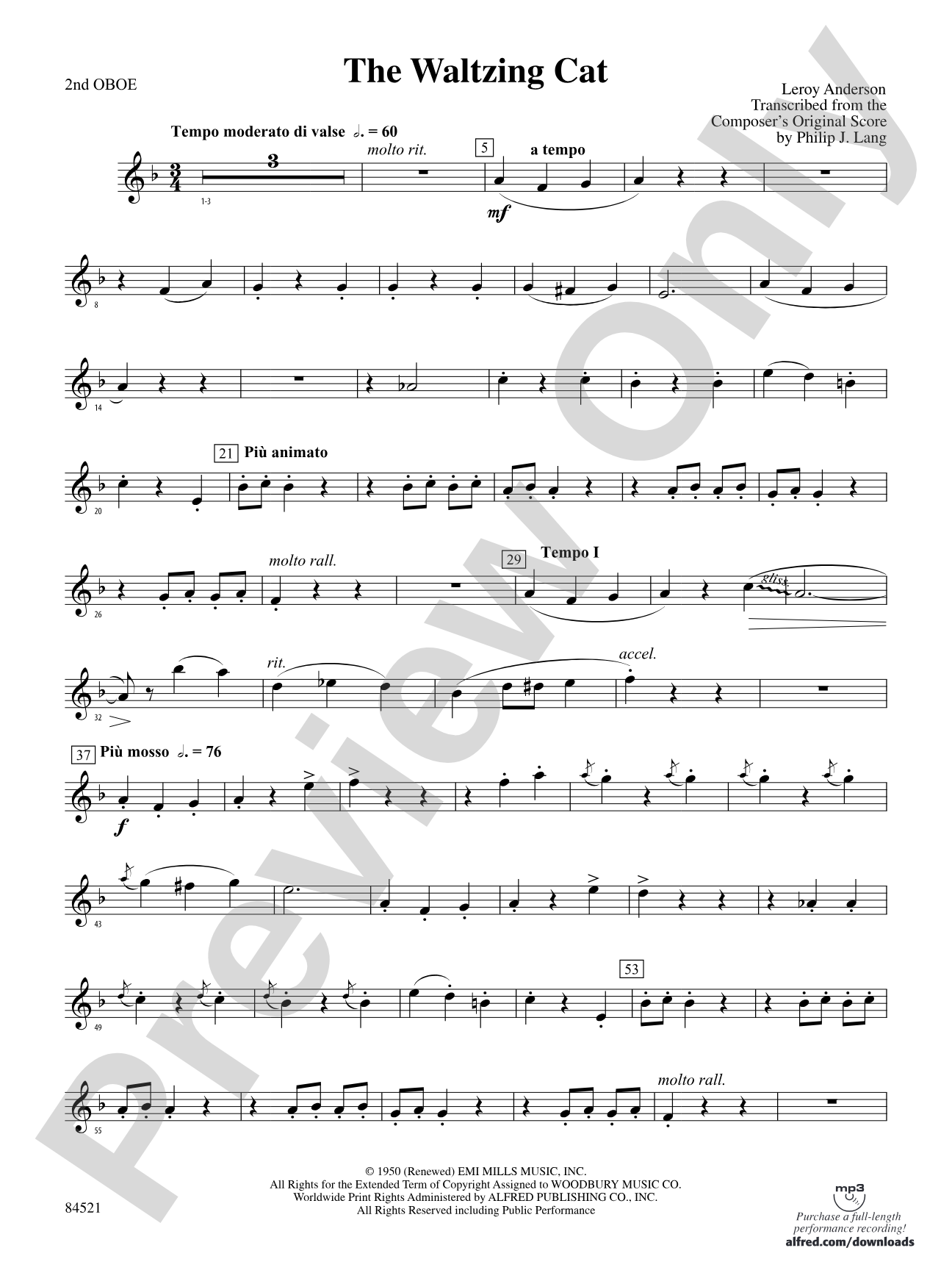 The Waltzing Cat: 2nd Oboe