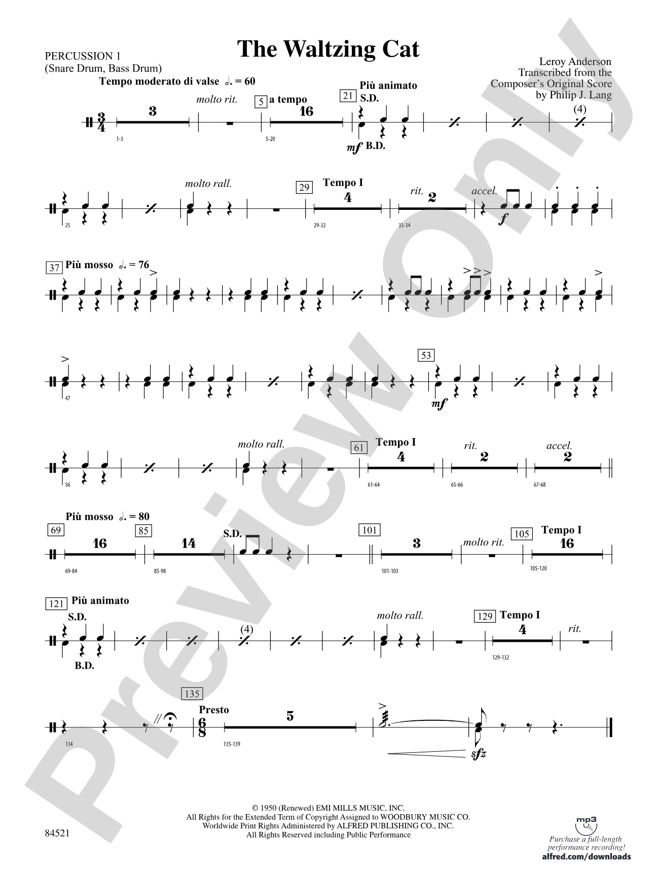 The Waltzing Cat: 1st Percussion