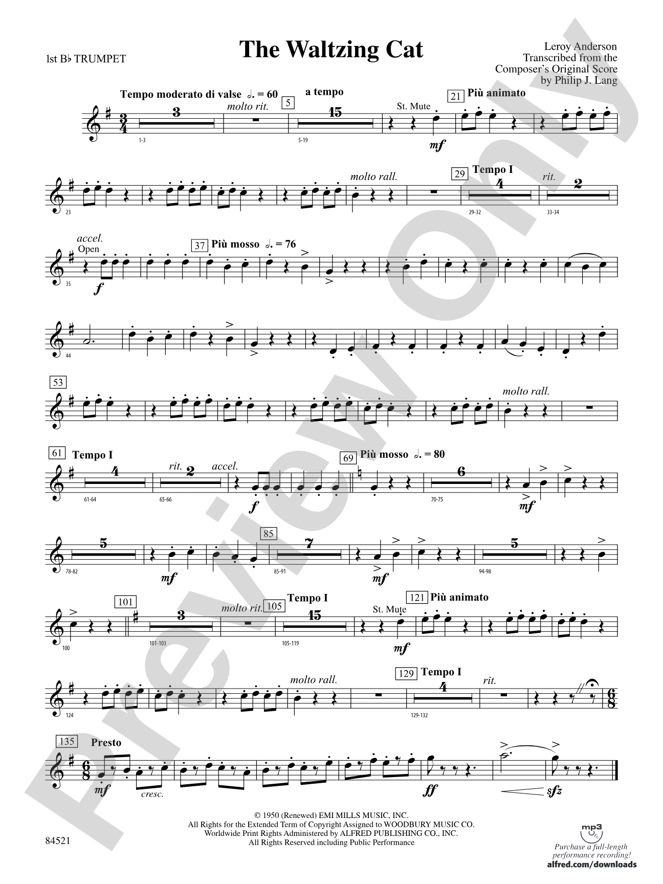 The Waltzing Cat: 1st B-flat Trumpet