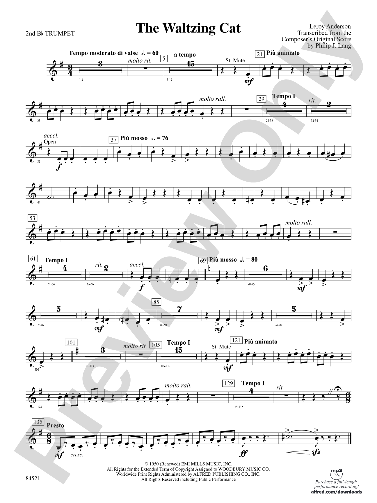The Waltzing Cat: 2nd B-flat Trumpet
