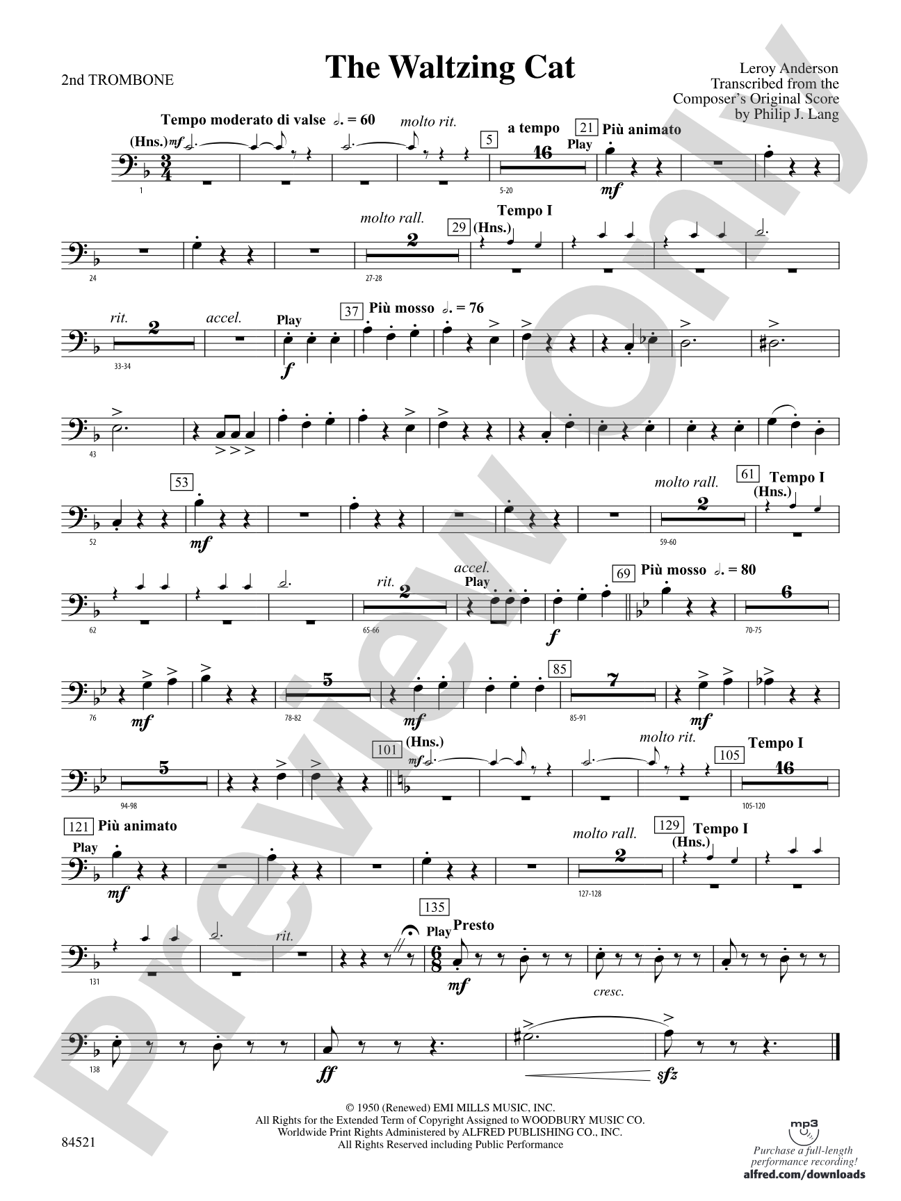 The Waltzing Cat: 2nd Trombone