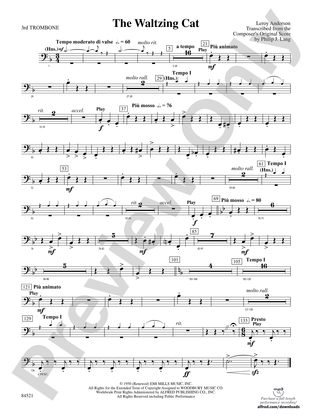 The Waltzing Cat: 3rd Trombone