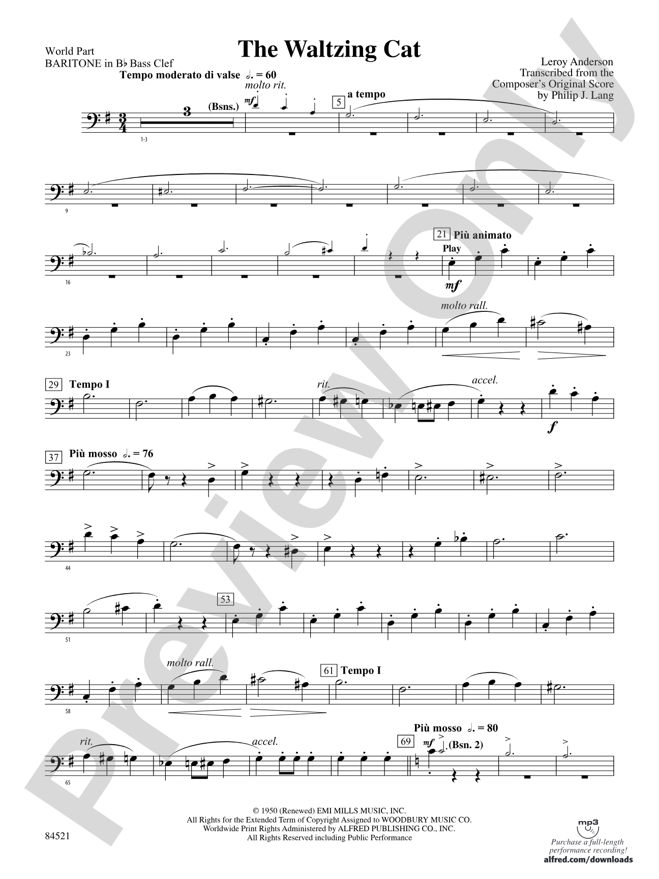 The Waltzing Cat: (wp) B-flat Baritone B.C.