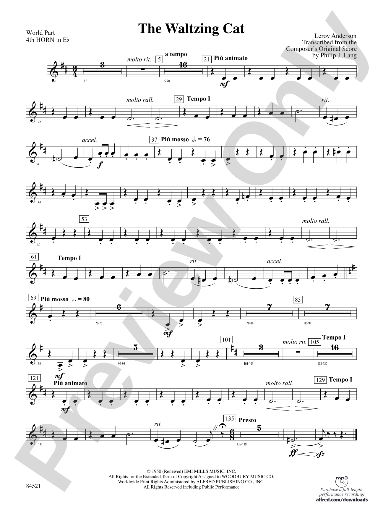 The Waltzing Cat: (wp) 4th Horn in E-flat