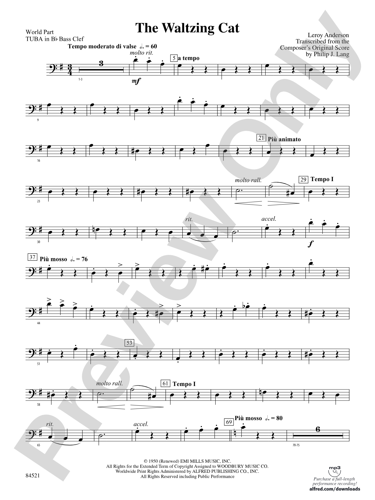 The Waltzing Cat: (wp) B-flat Tuba B.C.