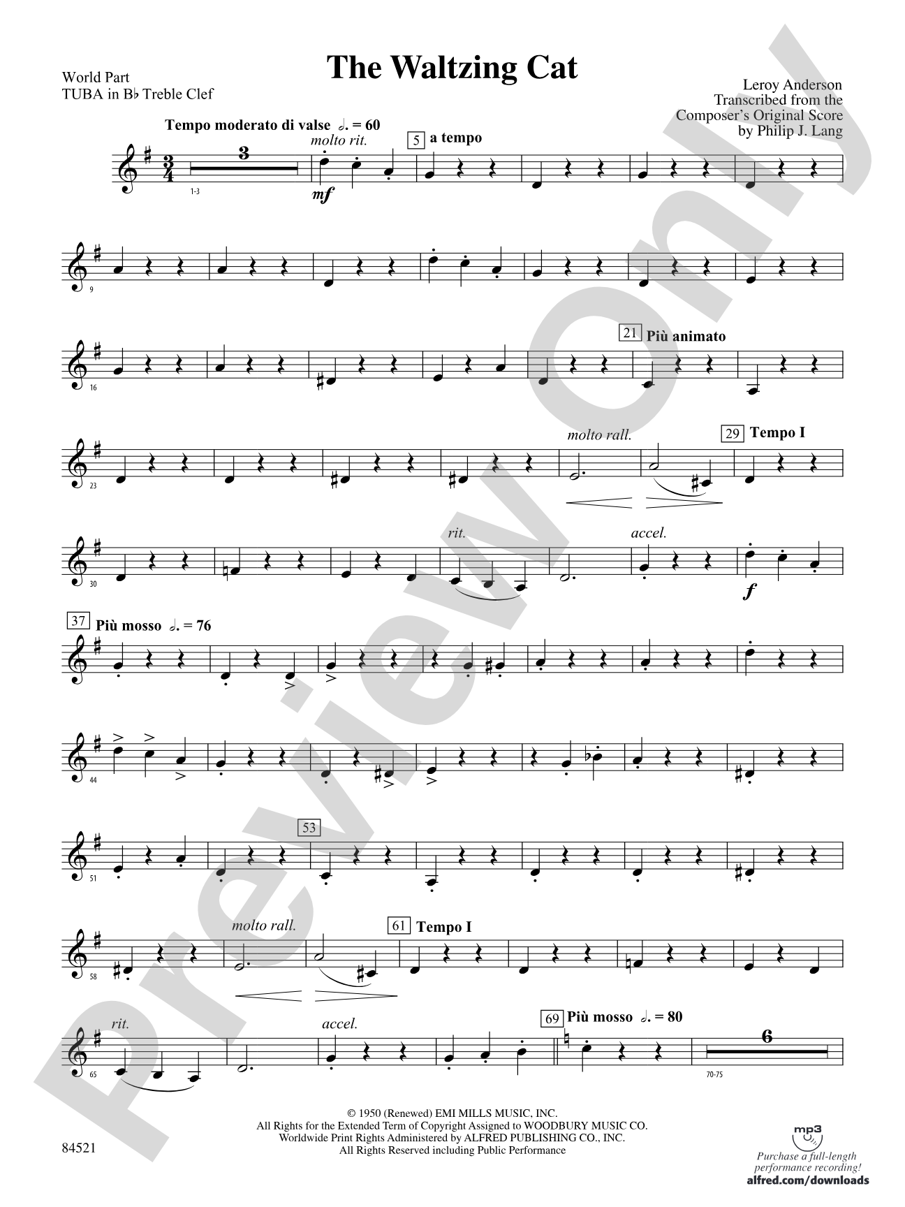 The Waltzing Cat: (wp) B-flat Tuba T.C.