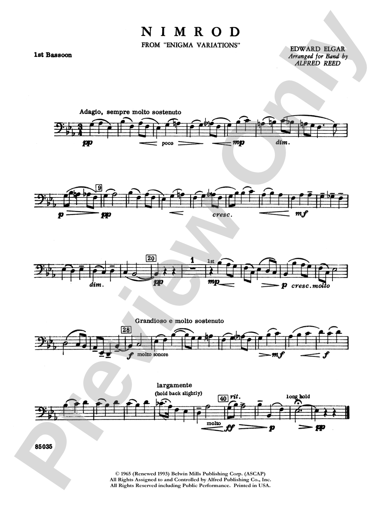 Nimrod (from Elgar's Variations): Bassoon