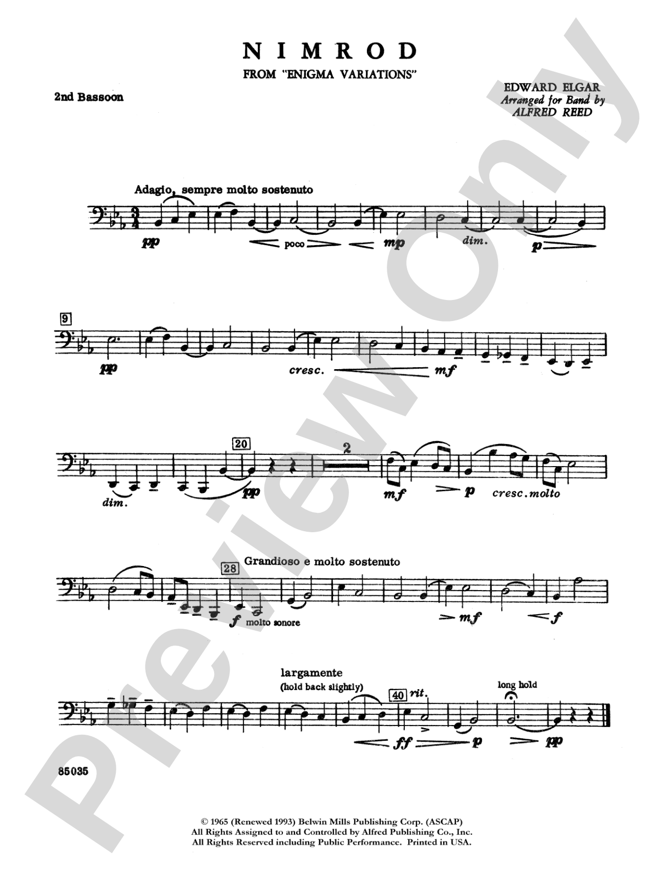 Nimrod (from Elgar's Variations): 2nd Bassoon